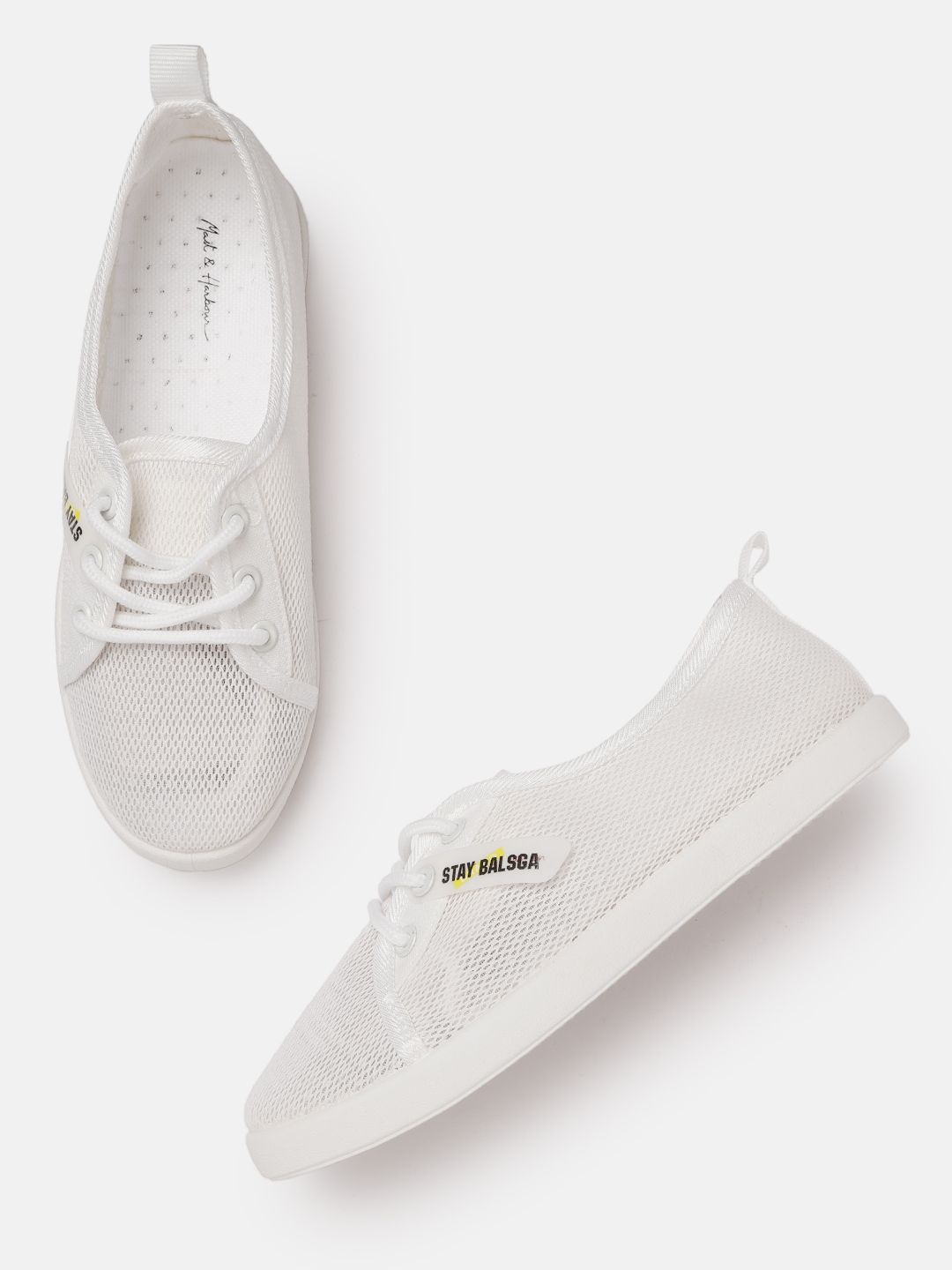 Mast & Harbour Women White Solid Sneakers Price in India