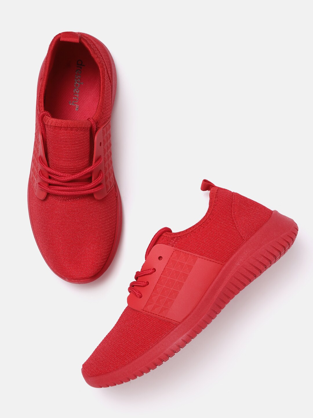 DressBerry Women Red Solid Woven Design Sneakers Price in India