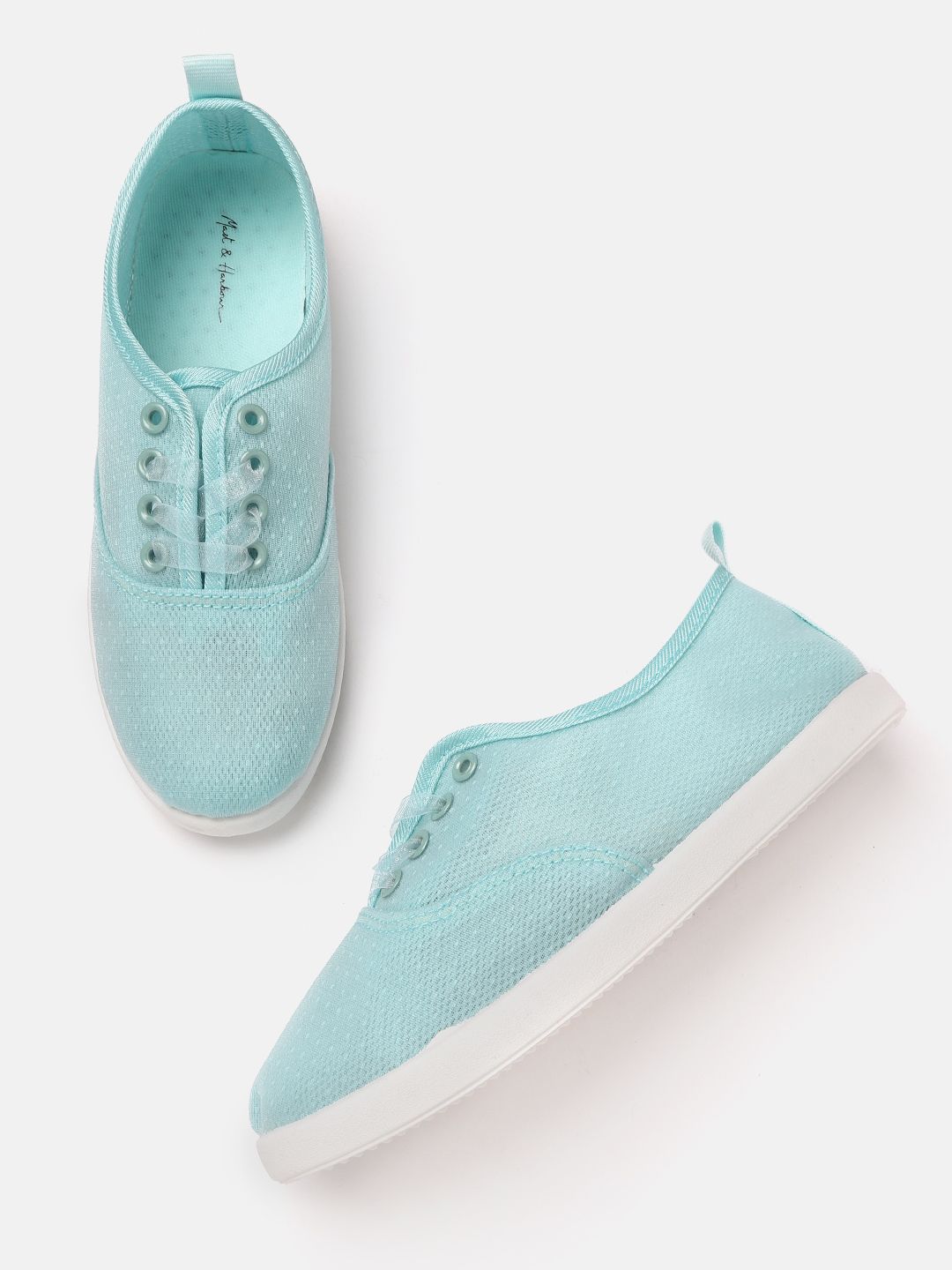 Mast & Harbour Women Turquoise Blue Solid Sneakers Price in India