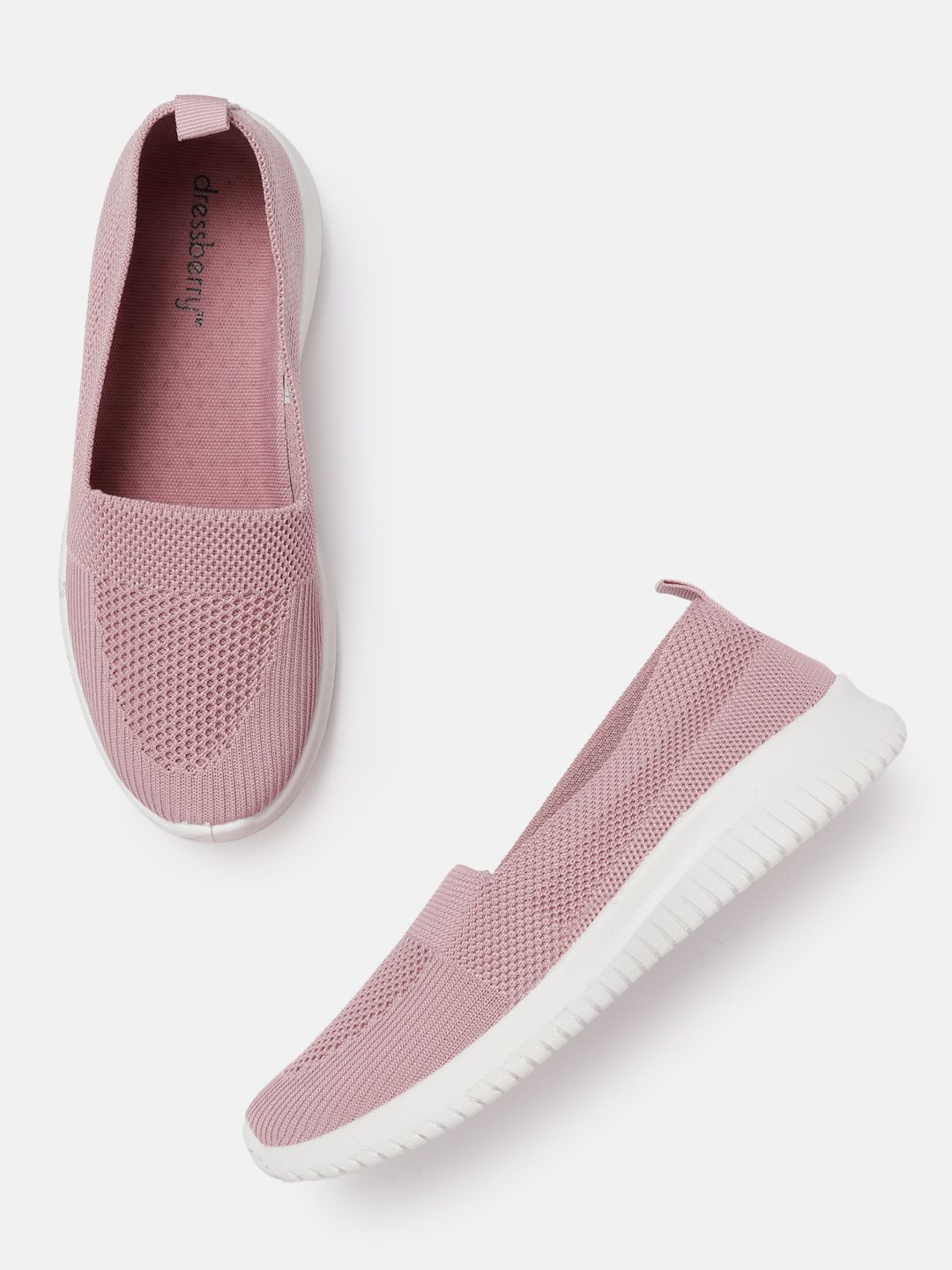 DressBerry Women Mauve Woven Design Slip-On Sneakers Price in India