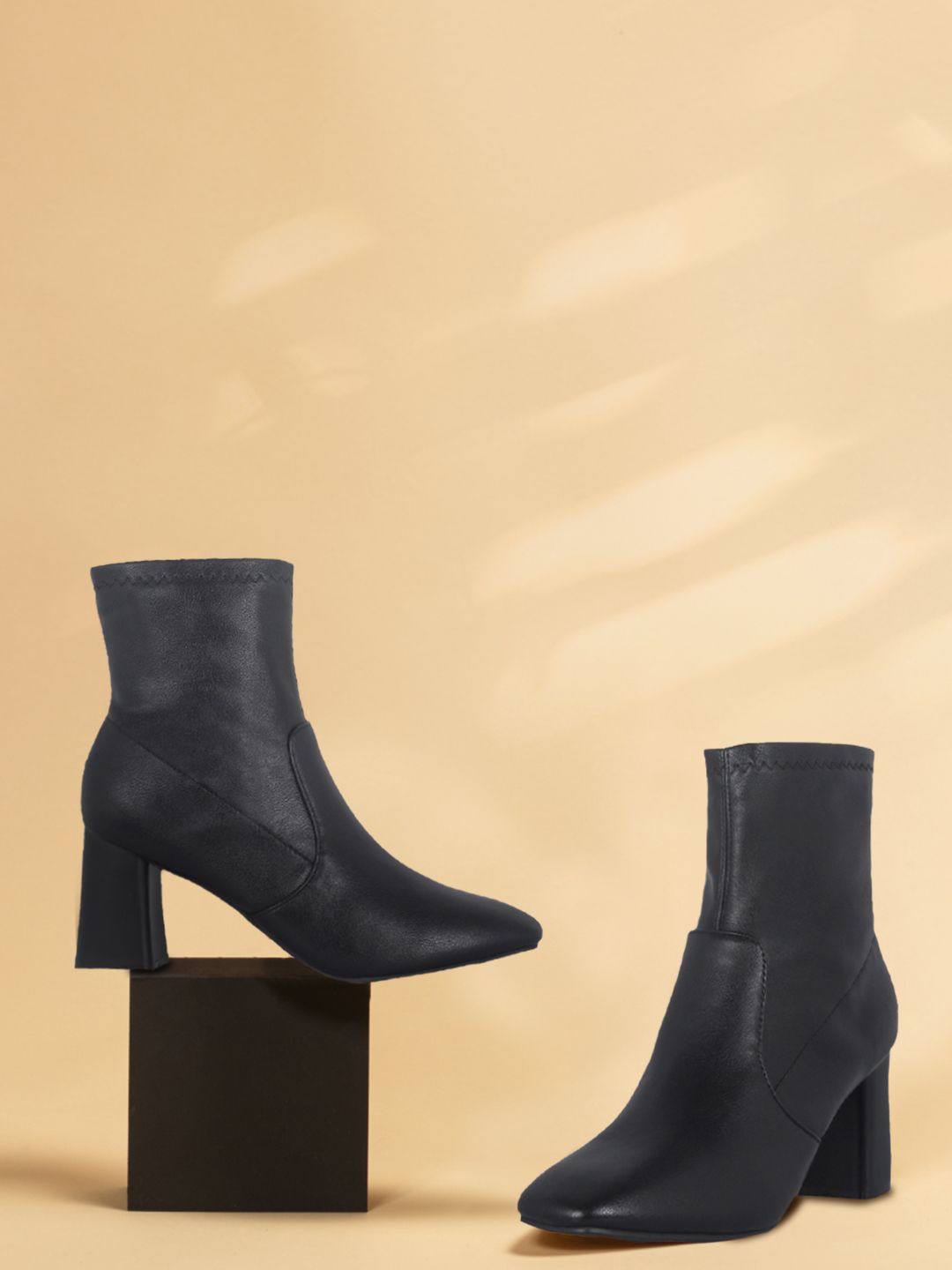 London Rag Black Party Block Heeled Boots Price in India