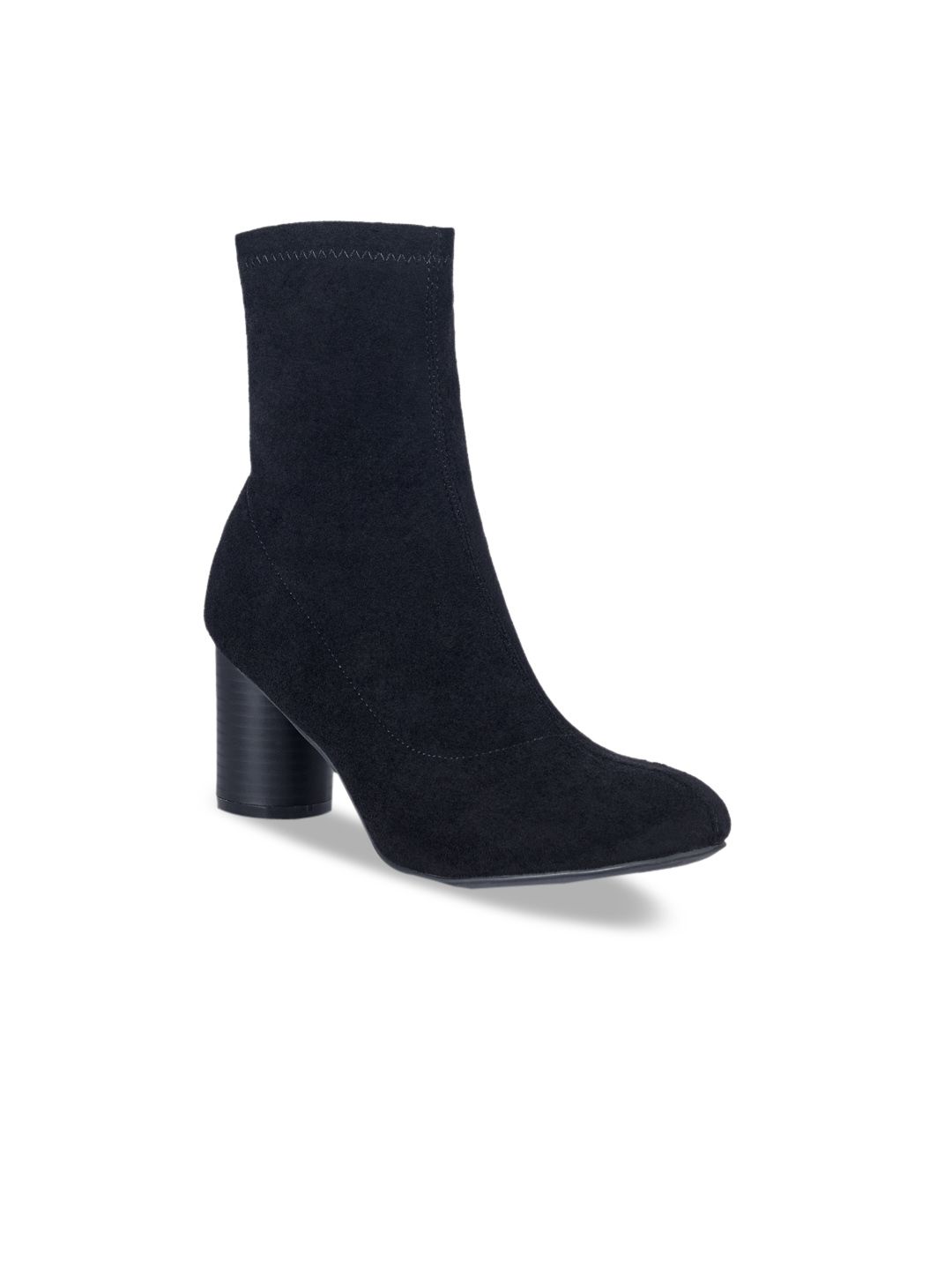 London Rag Women Black Suede Warmer Ankle Block Heeled Boots Price in India