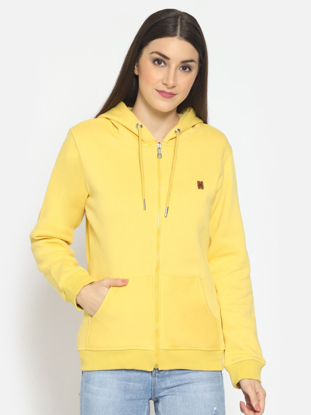 Hapuka Women Yellow Hooded Sweatshirt Price in India