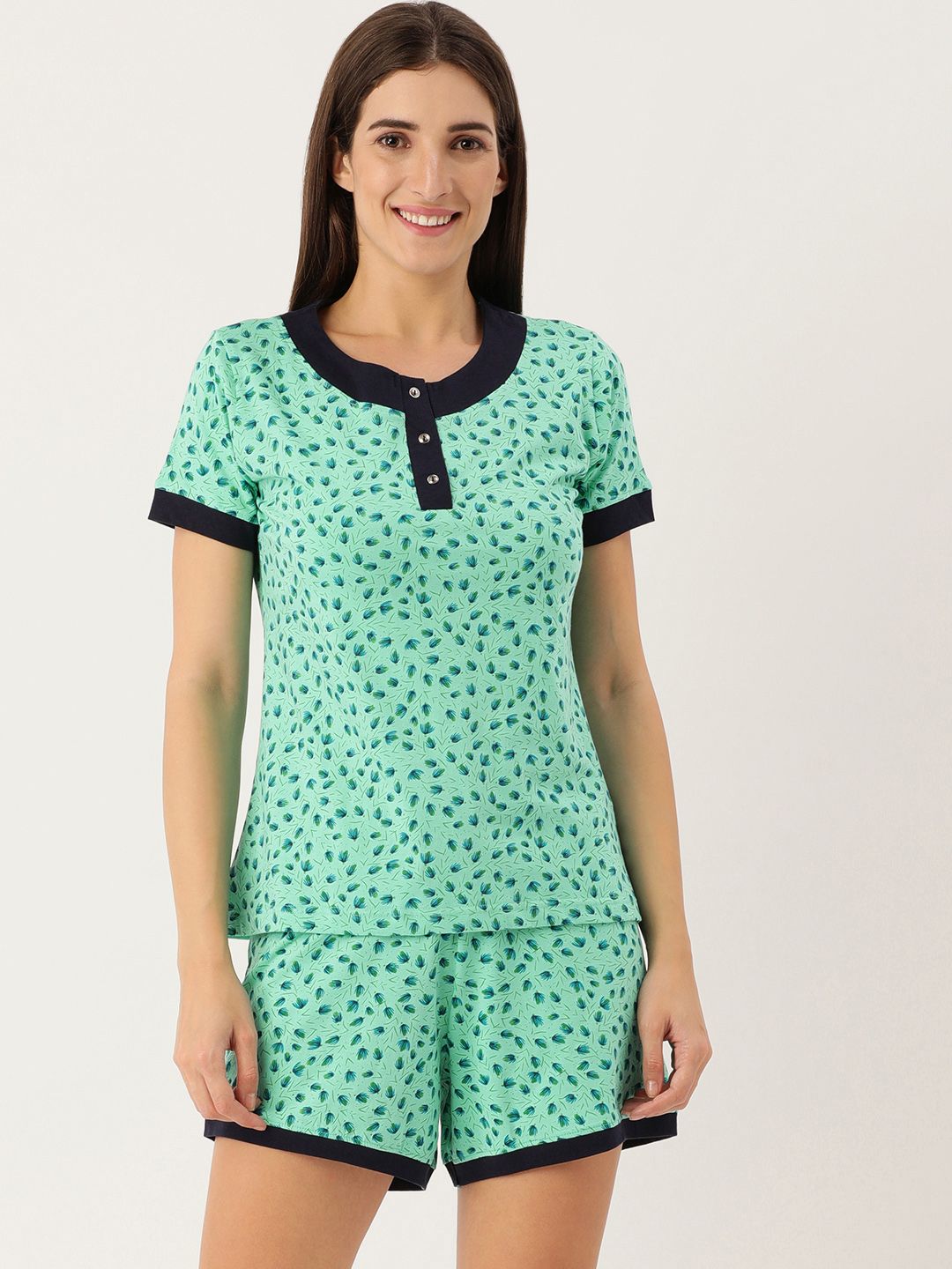 Slumber Jill Women Green Printed Night suit Price in India