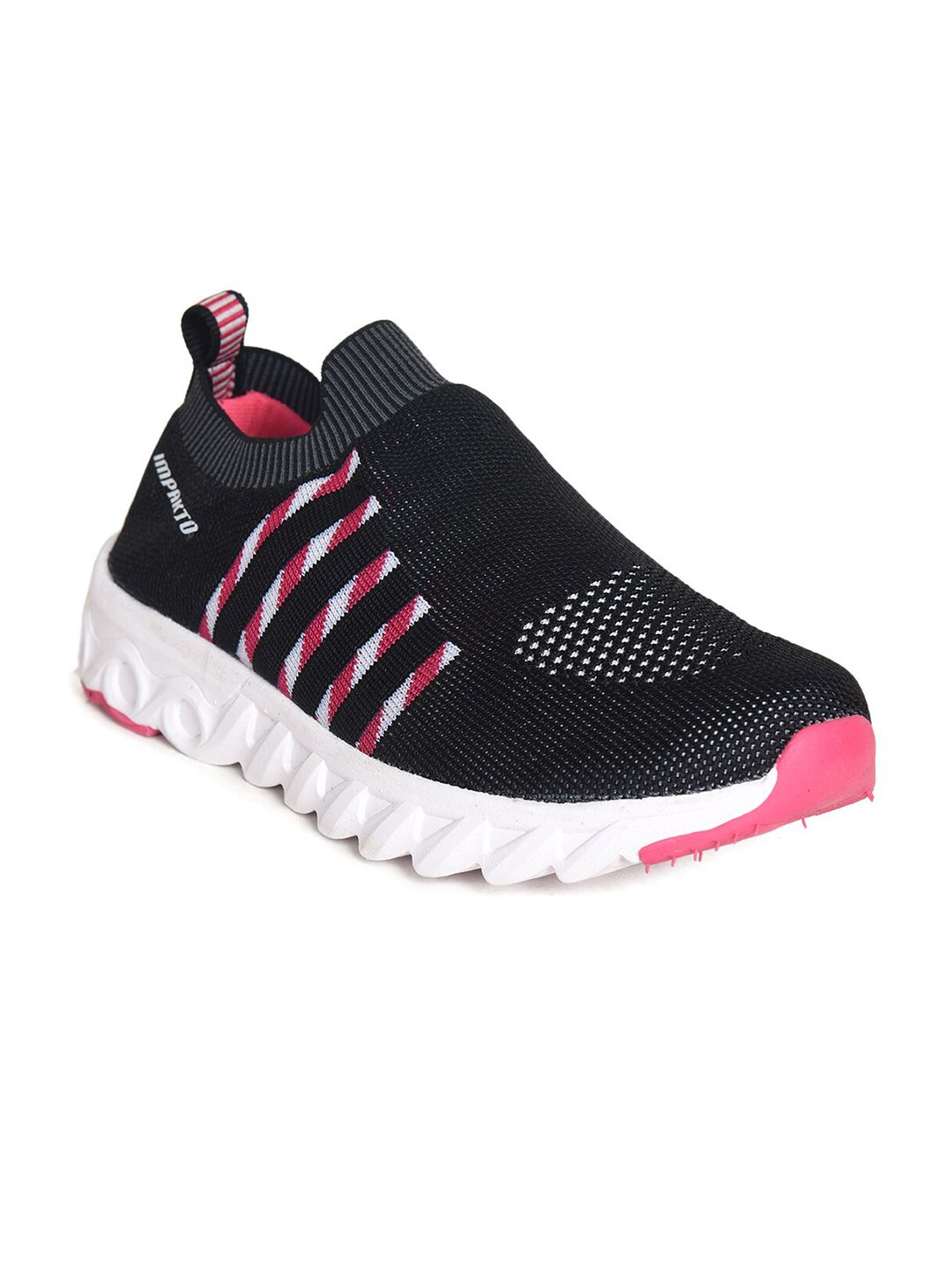 IMPAKTO Women Black Mesh Walking Non-Marking Shoes Price in India