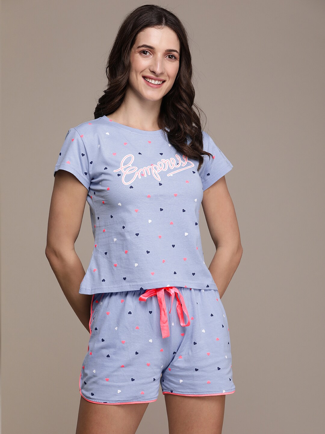 beebelle Women Blue Printed Pure Cotton Night suit Price in India