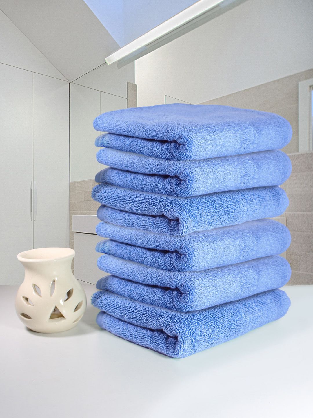 Heelium Set Of 6 Solid Lavender 600 GSM Hand Towels Price in India