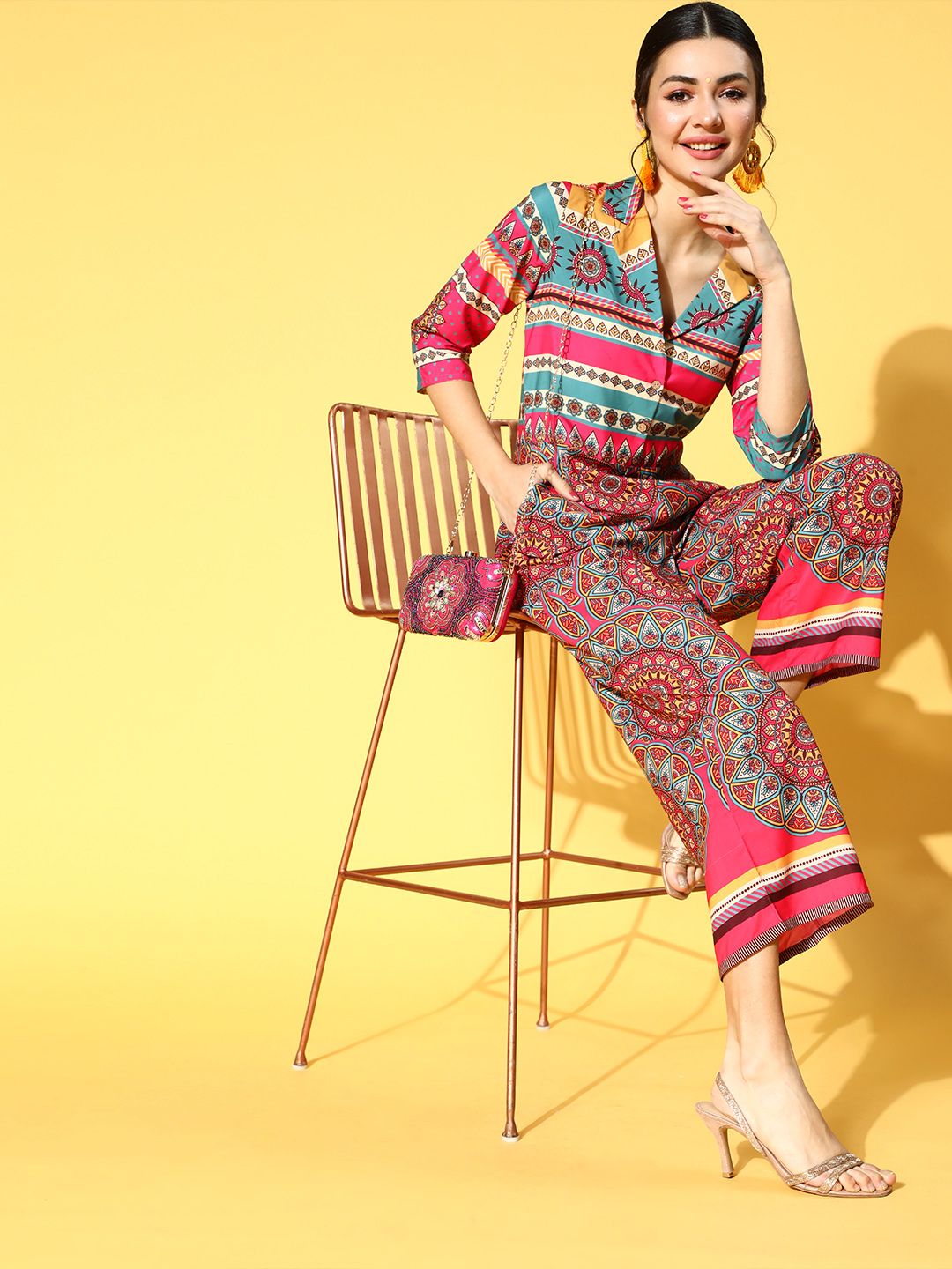 ZIYAA Women Chic Multi-Coloured Printed Ethnic Jumpsuit Price in India
