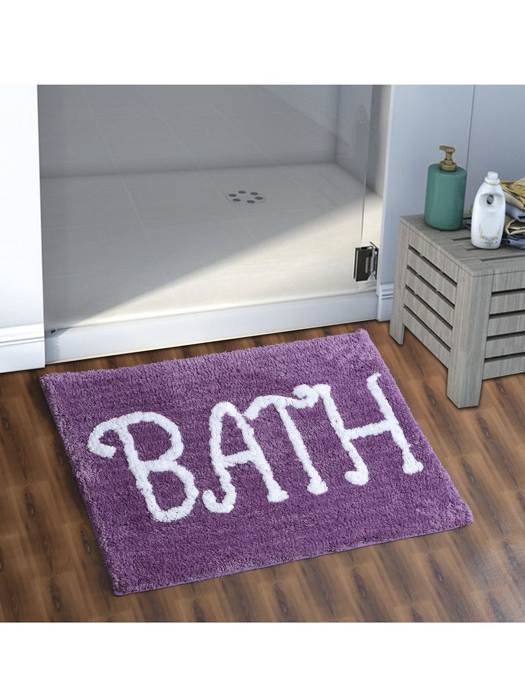 AEROHAVEN Purple & White Bath Pattern Microfiber Bath Mat Price in India