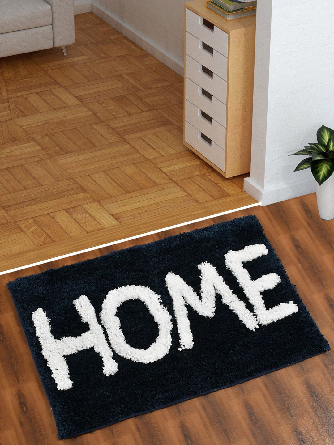 AEROHAVEN Navy Blue & White Home Design Microfiber Bath Mat
