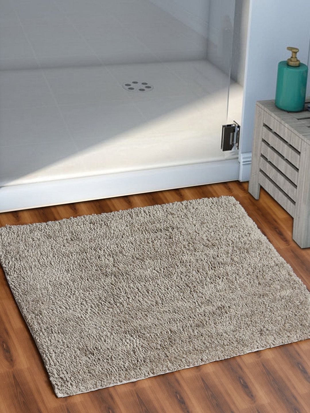 AEROHAVEN Coffee-Brown Solid 1850 GSM Microfiber Anti-Skid Bath Rug