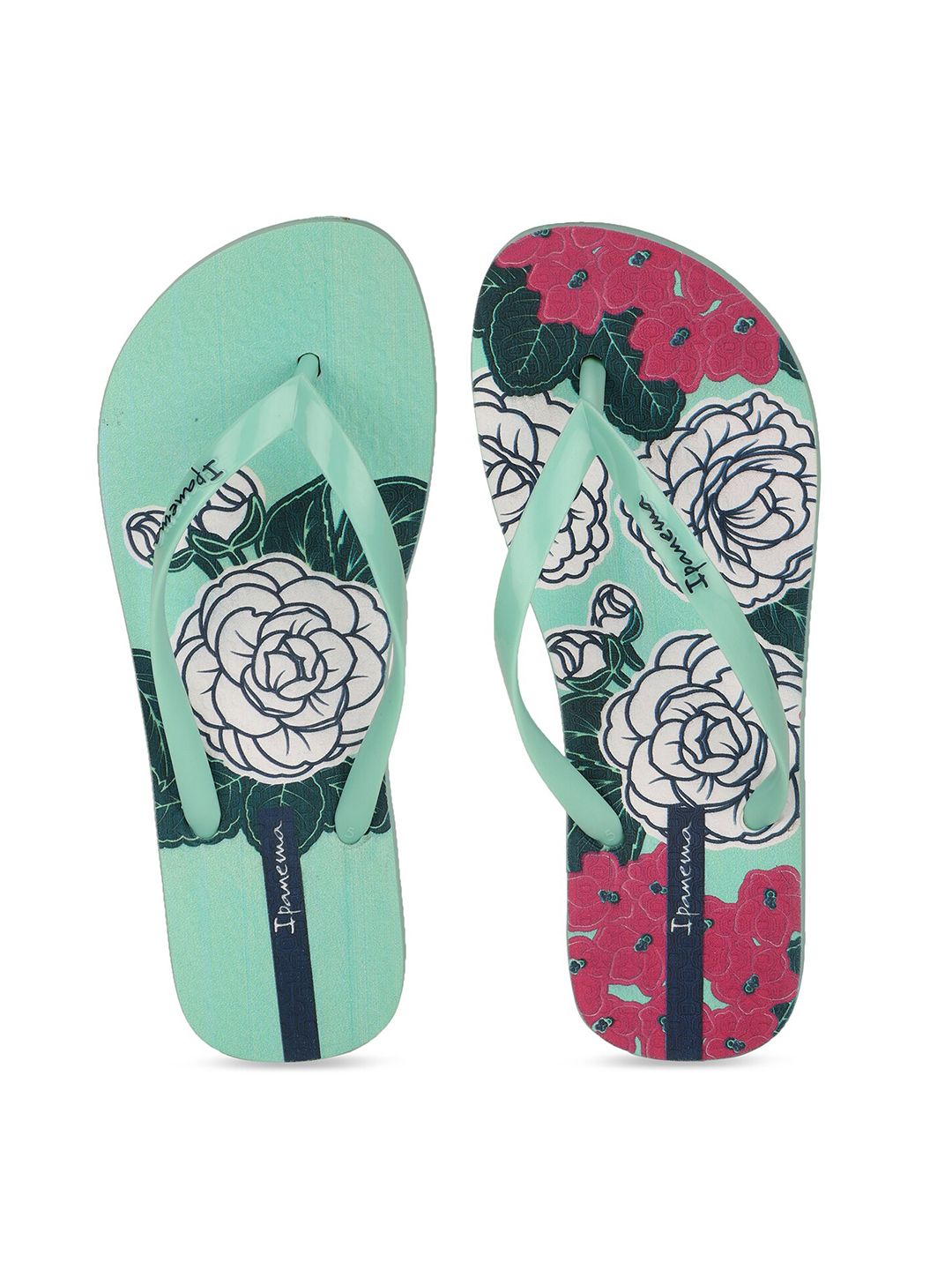 iPanema Women Green & Pink Printed Thong Flip-Flops Price in India