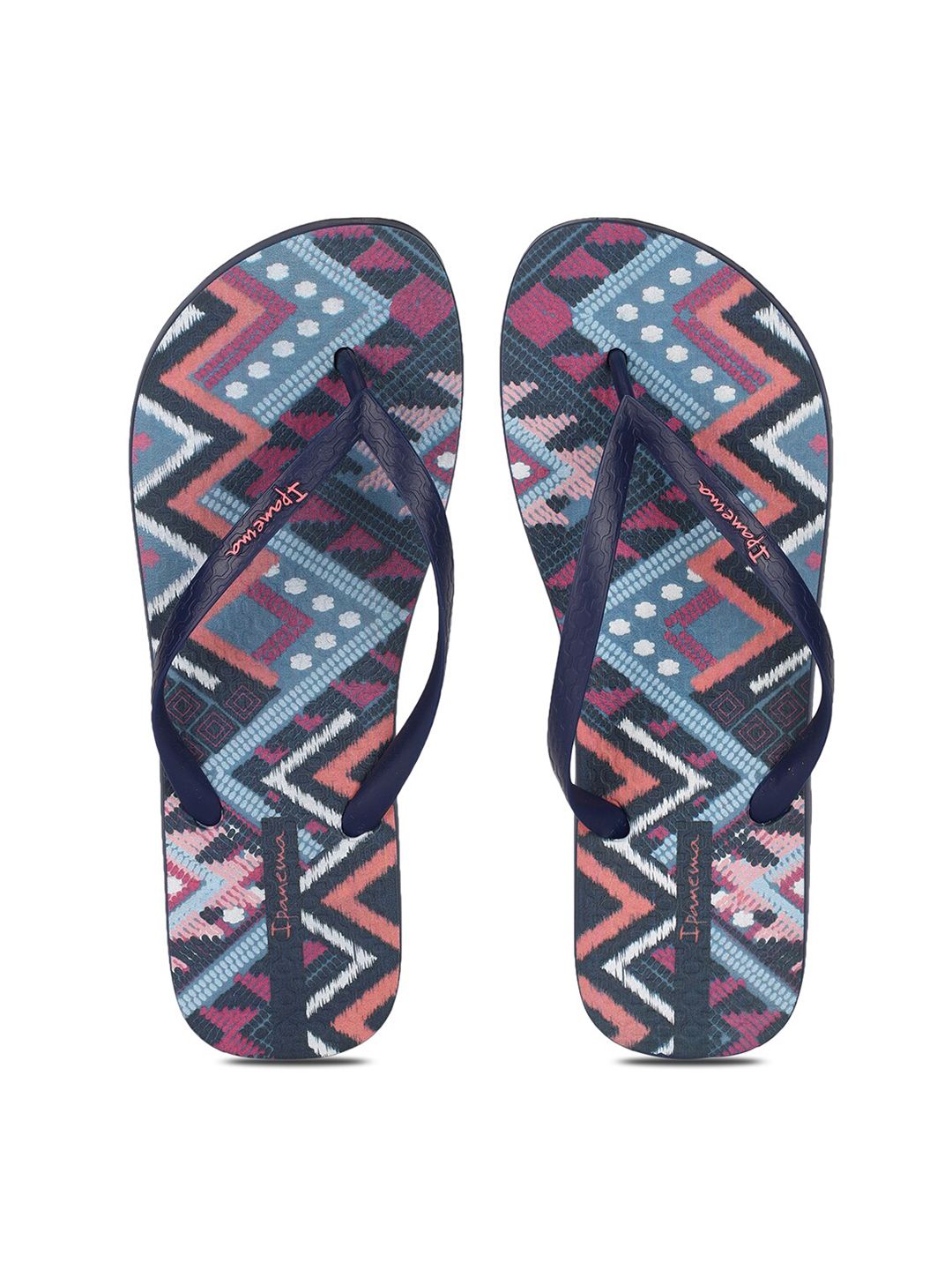 iPanema Women Blue & Pink Printed Thong Flip-Flops Price in India