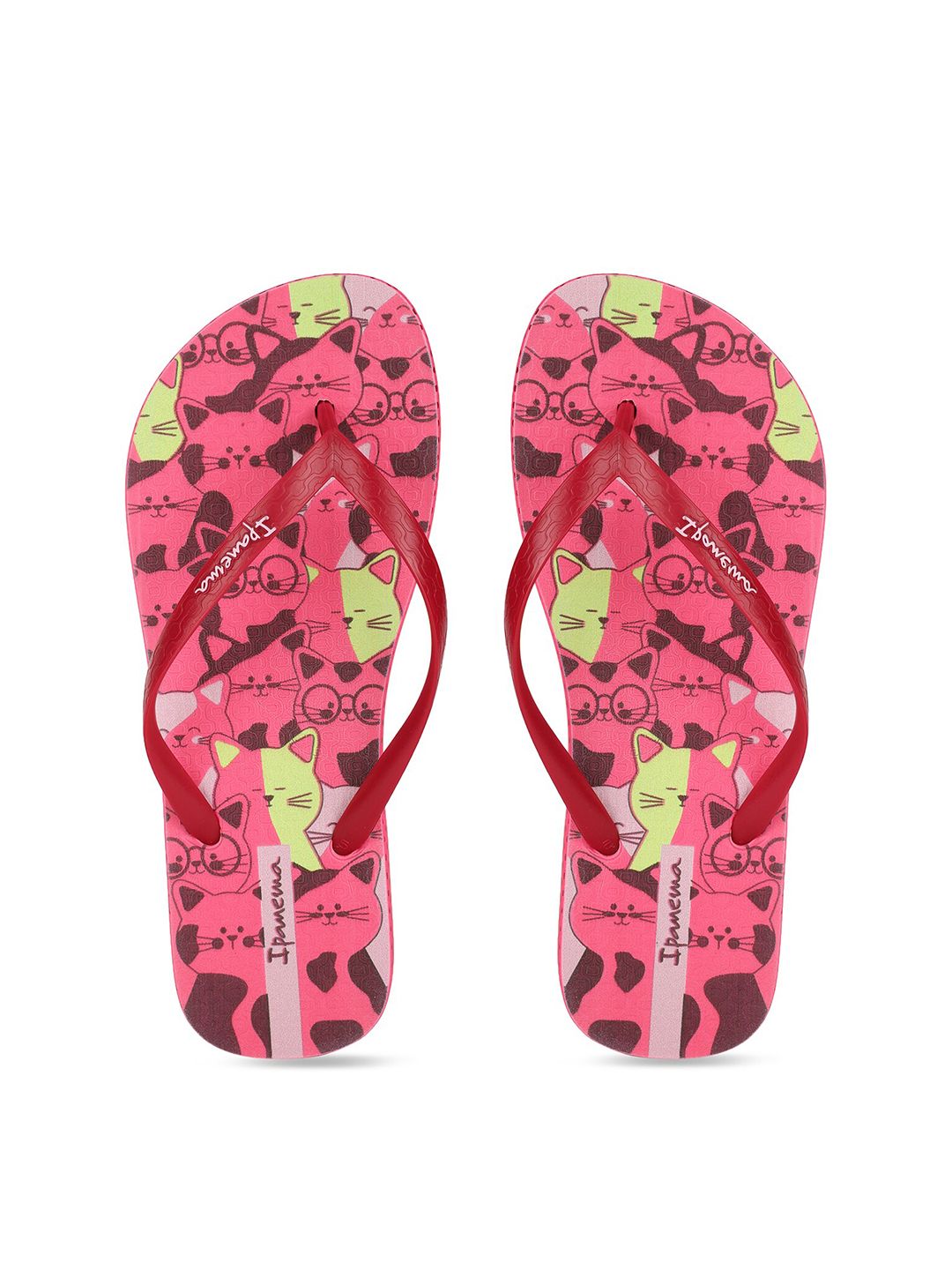 iPanema Women Red & Pink Printed Thong Flip-Flops Price in India