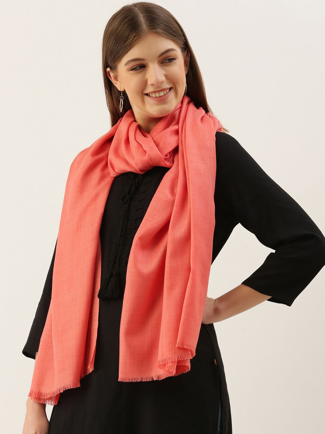 Pashmoda Women Pink Solid Shawl Price in India