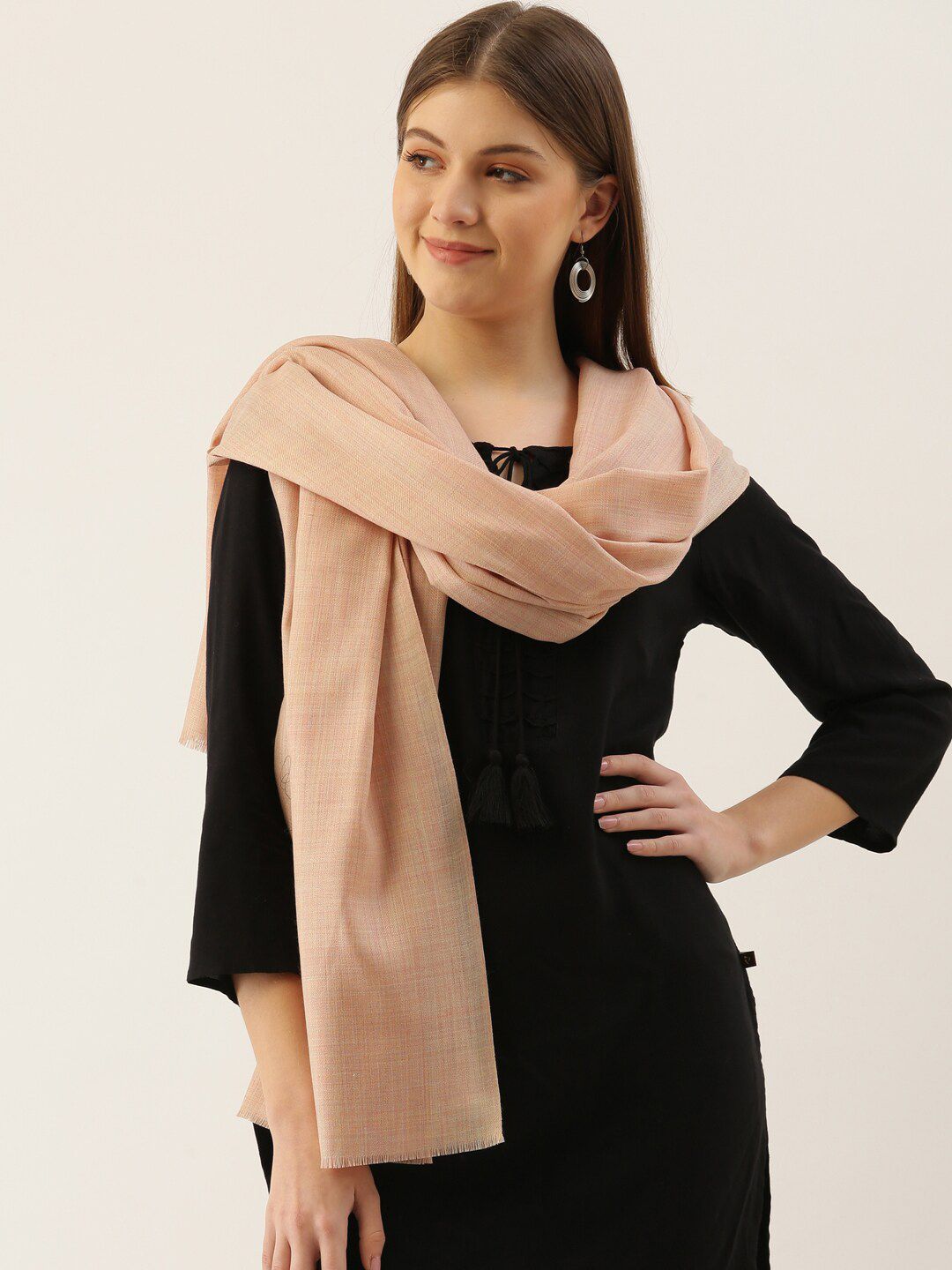 Pashmoda Woman Beige Solid Shawl Price in India