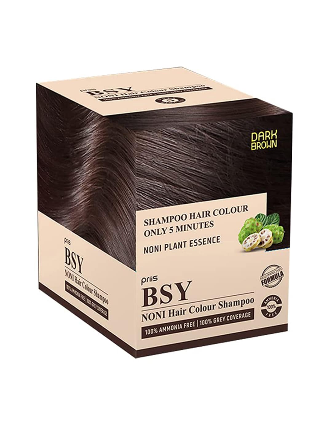 BSY Noni Dark Brown Pack of 10 Ammonia Free Shampoo Hair Colour Price in India