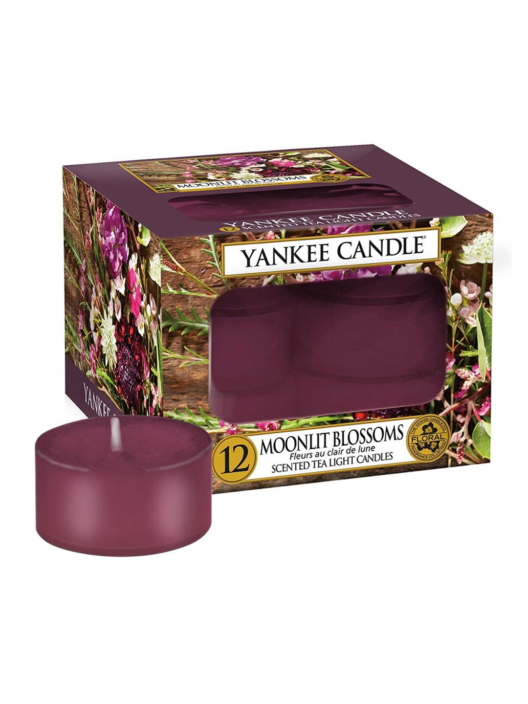 YANKEE CANDLE Set Of 12 Purple Original Tealights Moonlit Blossoms Candles Price in India