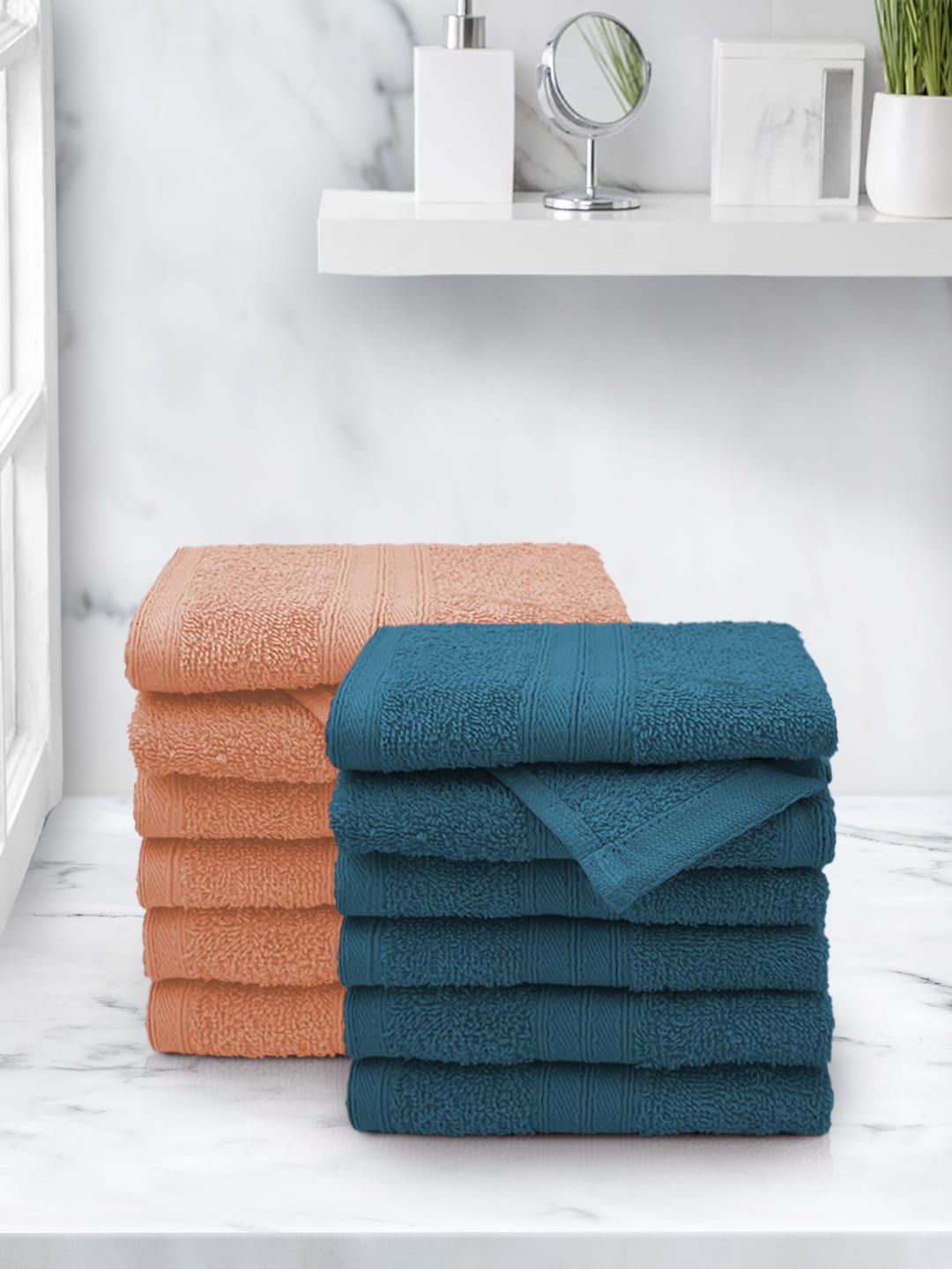 Aura Set Of 12 Solid 500 GSM Cotton Super-Soft Face Towels Price in India