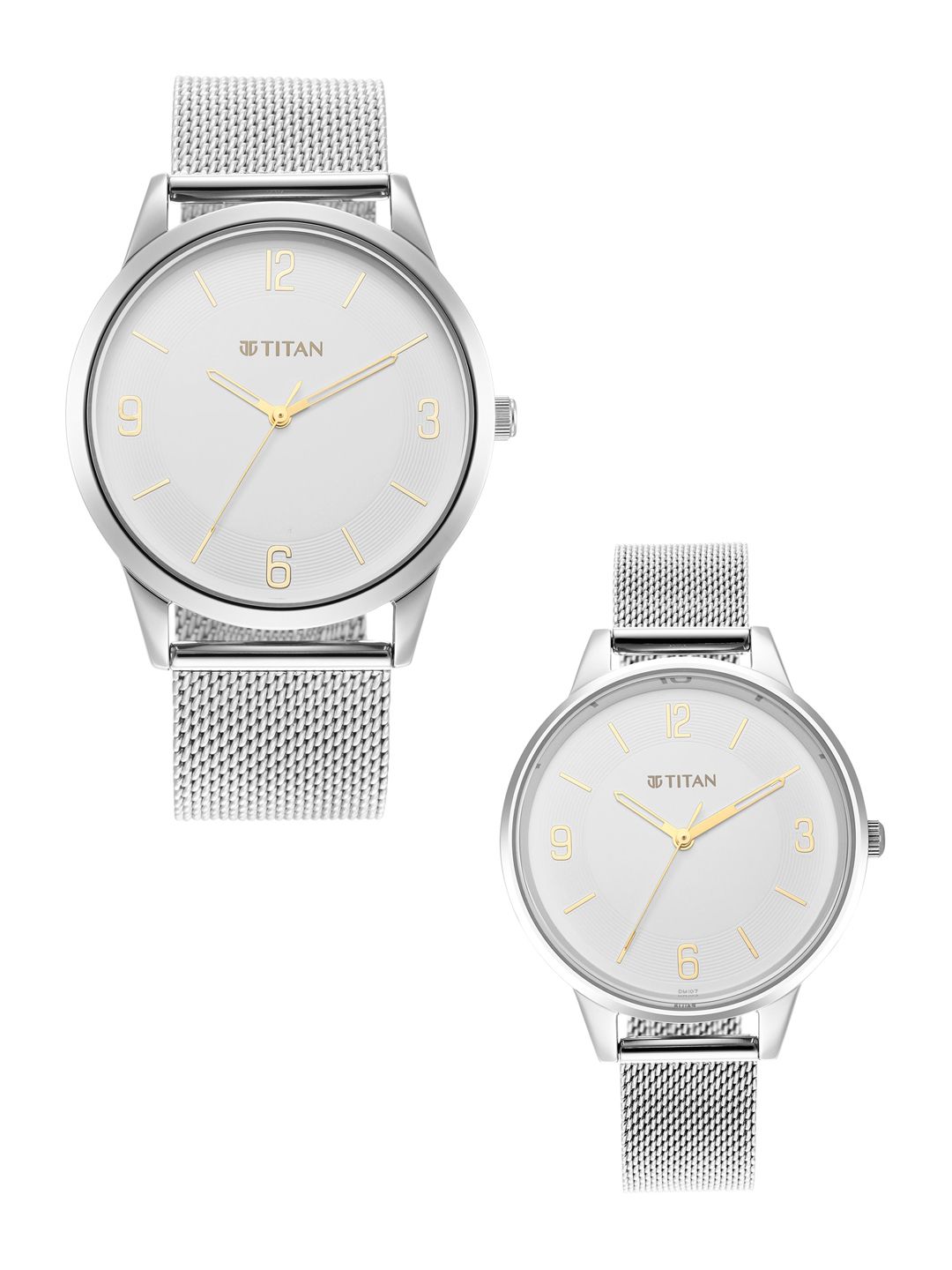 Titan Unisex Set of 2 White Stainless Steel His & Her Analogue Watch Price in India