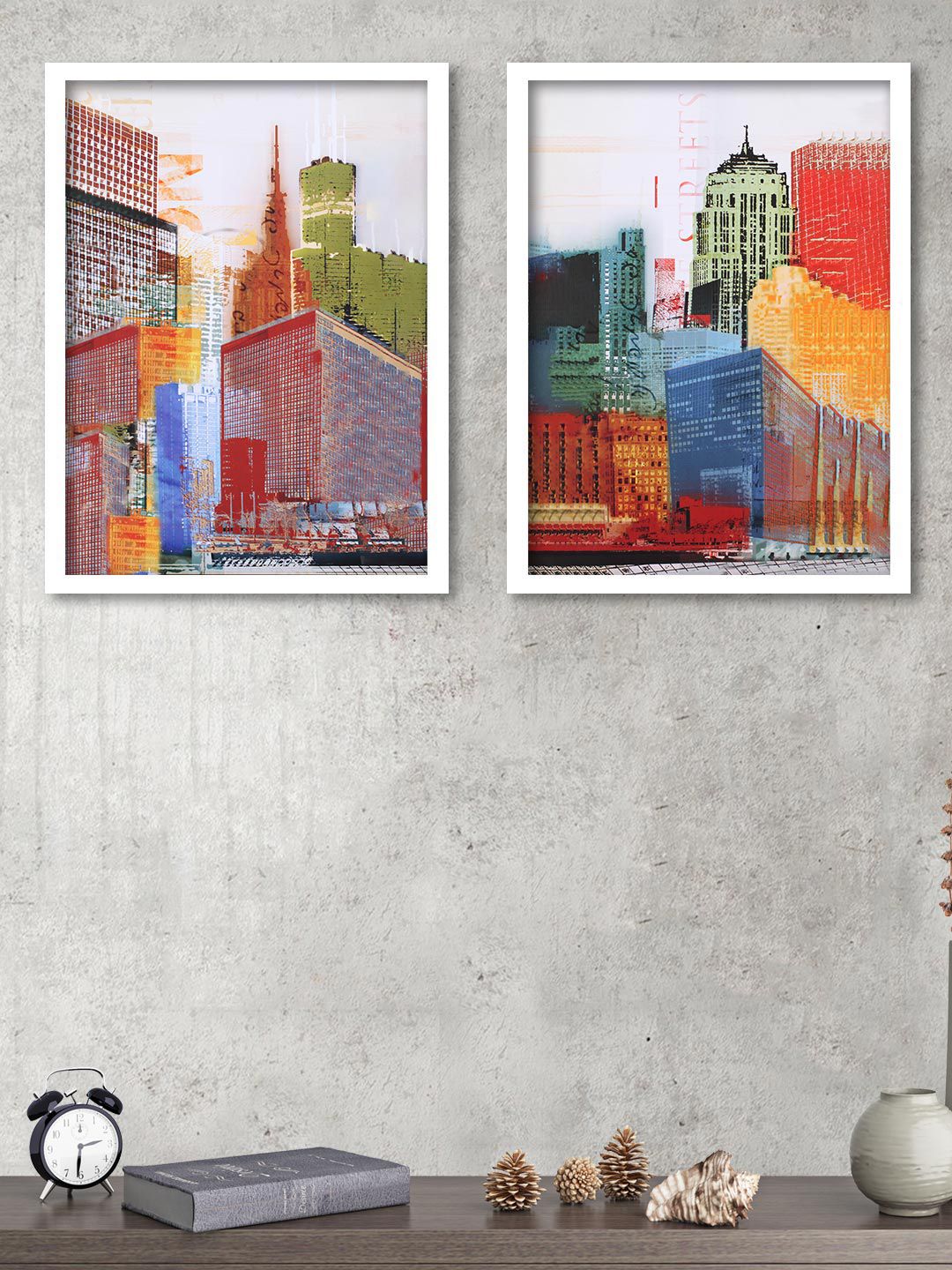 Art Street Set Of 2 City Theme Framed Wall Art Price in India