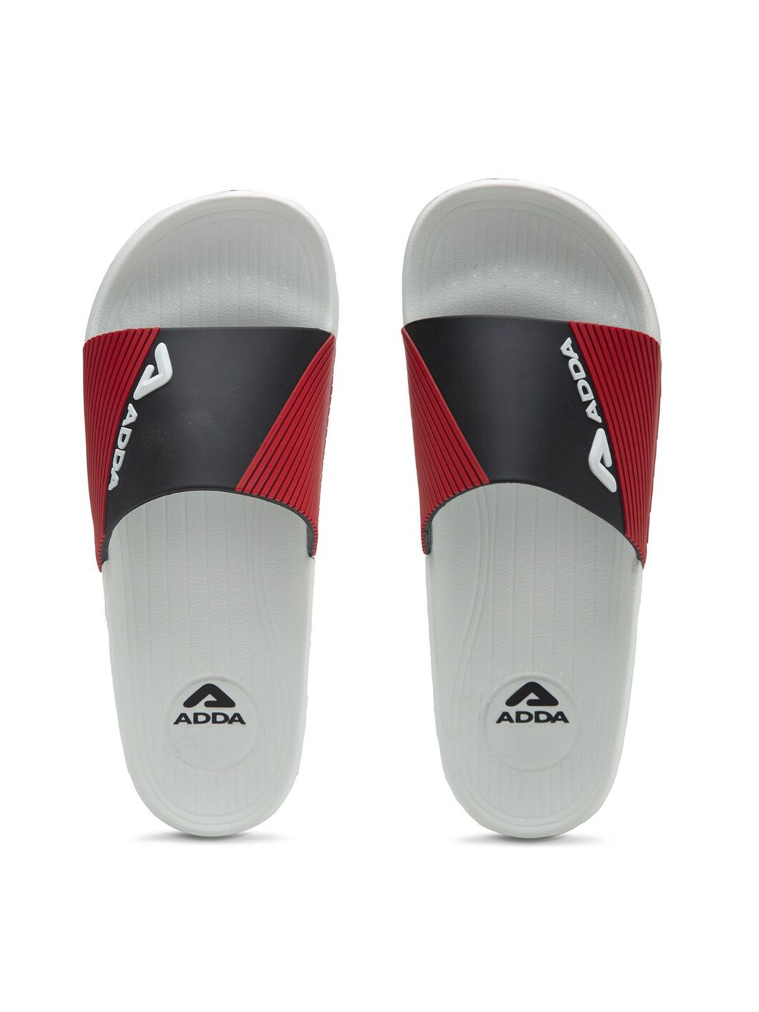 Adda Men White & Black Rubber Sliders