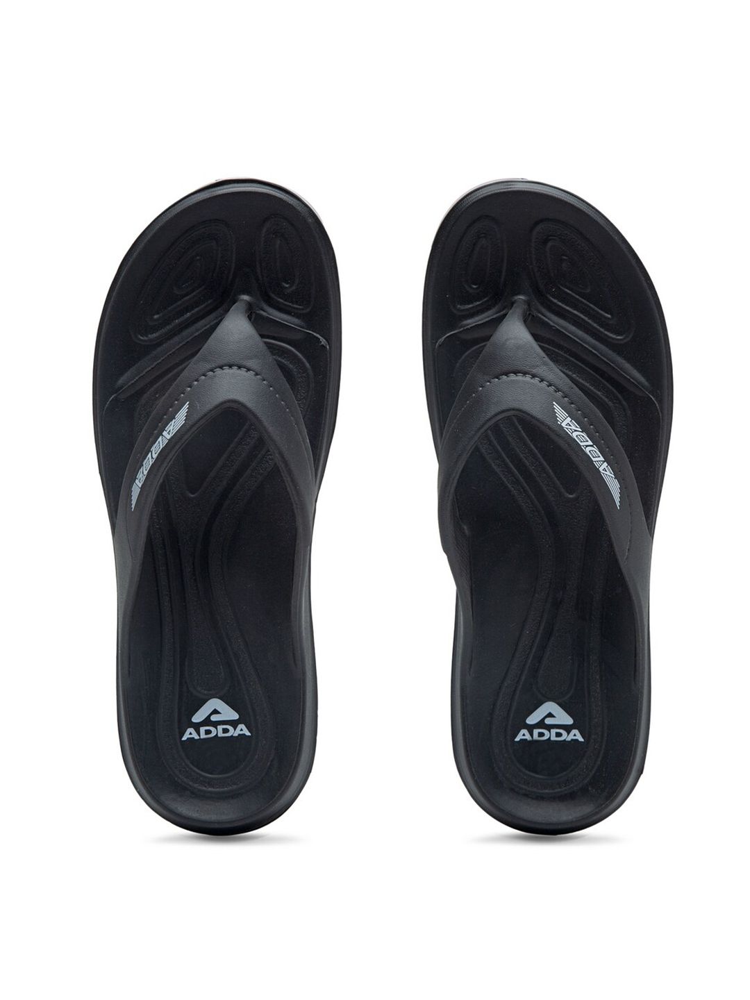 Adda Men Black Rubber Thong Flip-Flops