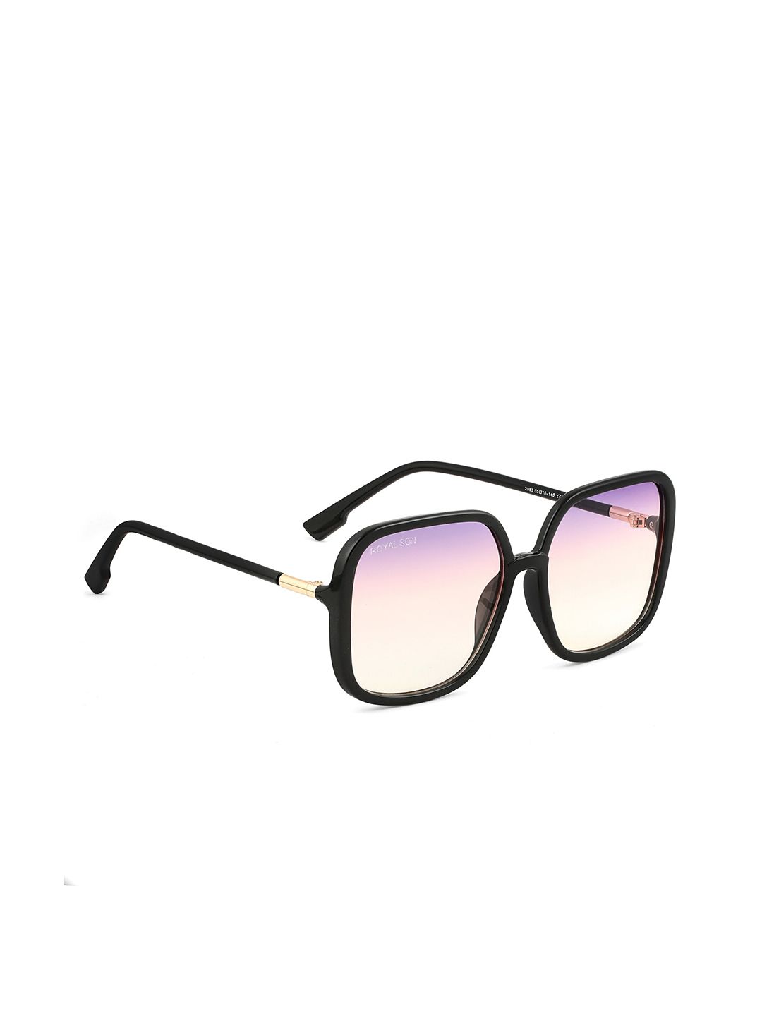 ROYAL SON Women Purple & Black Oversized Sunglasses Price in India