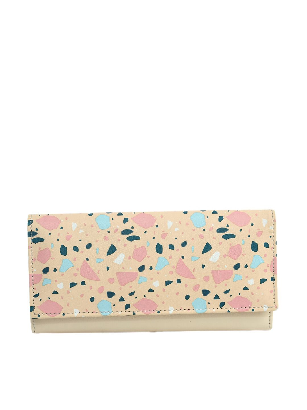 Kastner Women Beige & Blue Printed Envelope Hand Wallet Price in India