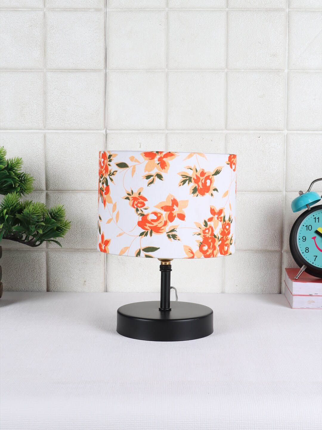 Devansh Multi Floral Iron Table Lamp with Cotton Shade Price in India