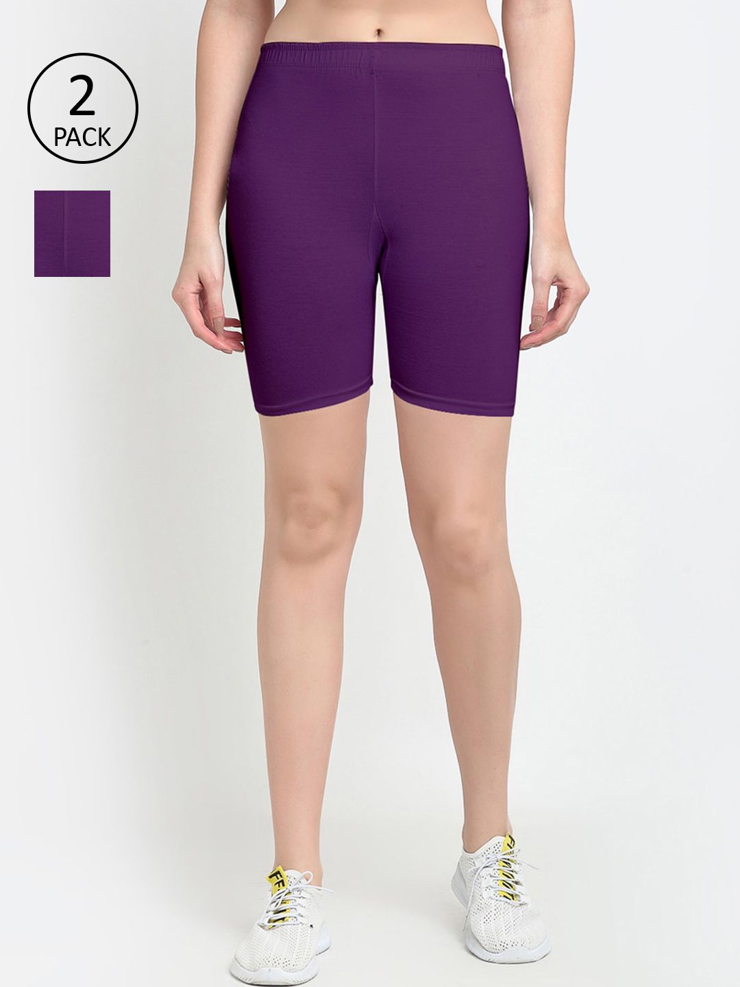 GRACIT Women Pack Of 2 Purple Biker Shorts Price in India