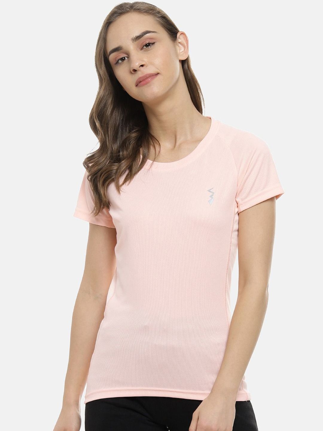 Campus Sutra Women Peach-Coloured Running T-shirt Price in India