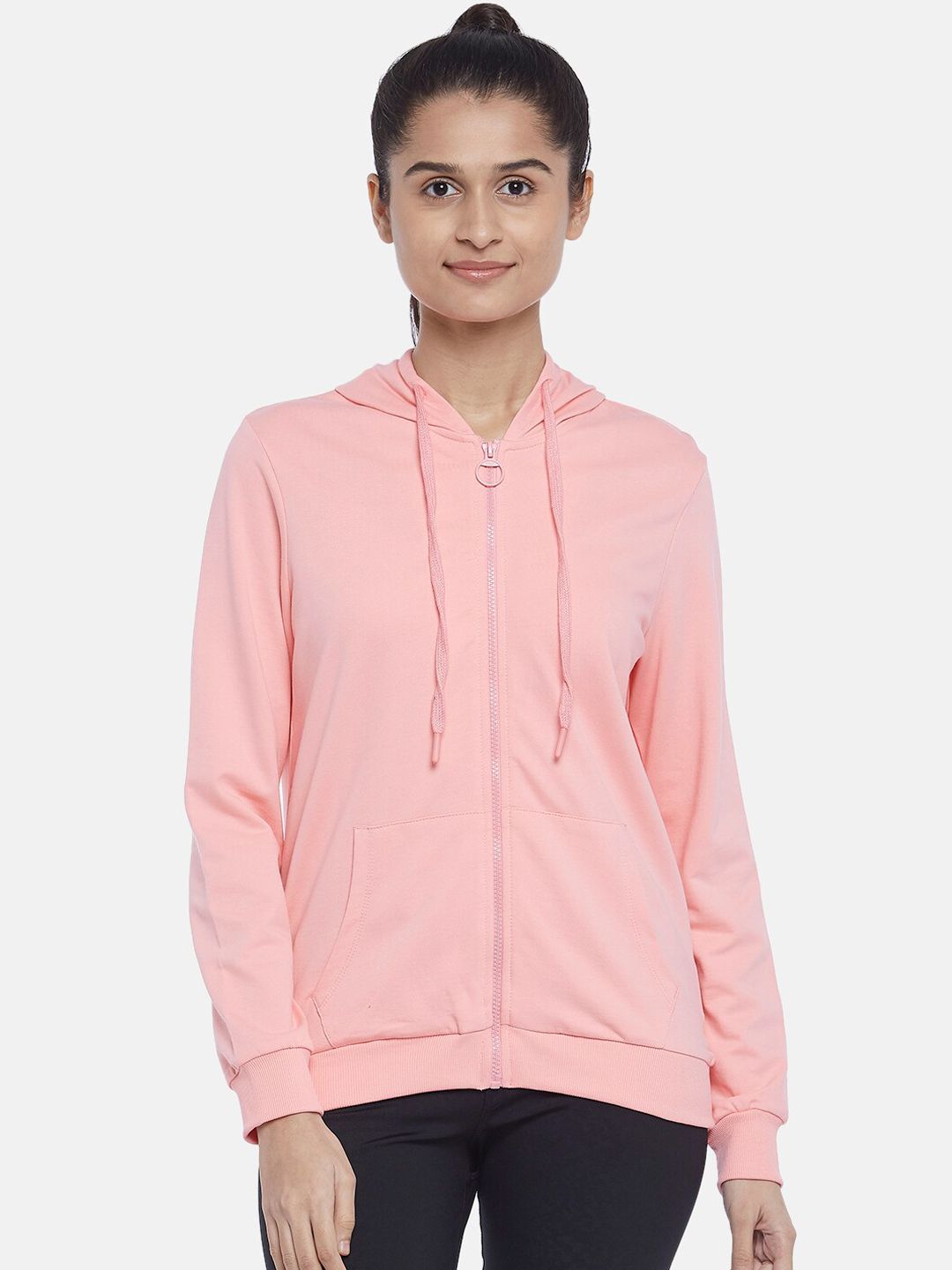 Ajile by Pantaloons Women Pink Hooded Sweatshirt Price in India
