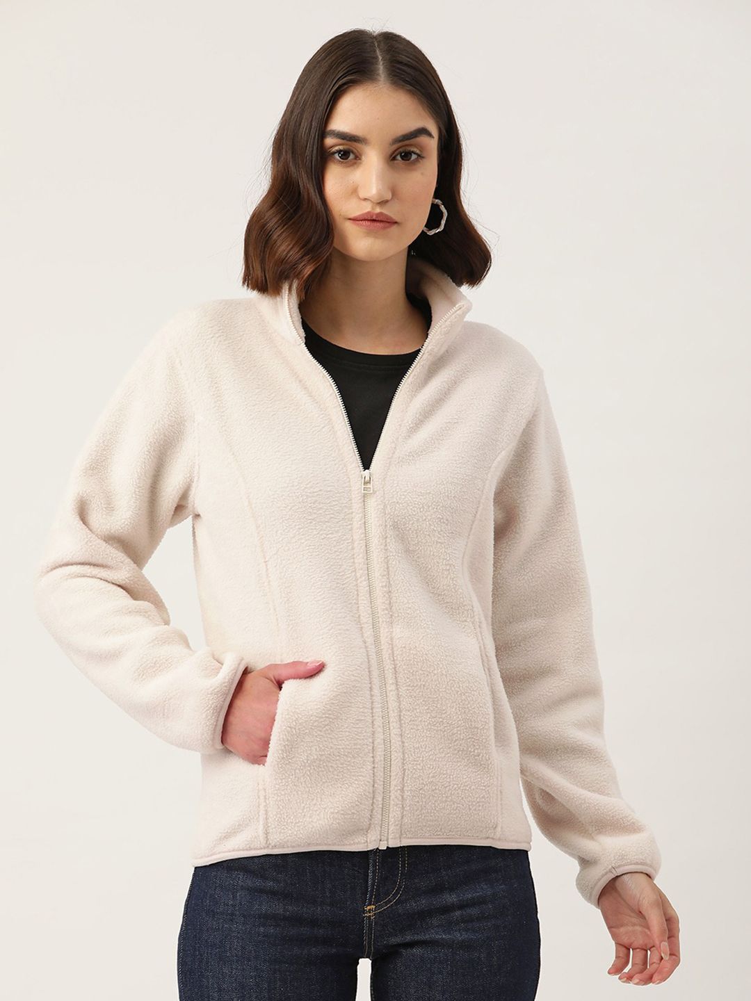 LILL Women Off-White Solid Sweatshirt Price in India