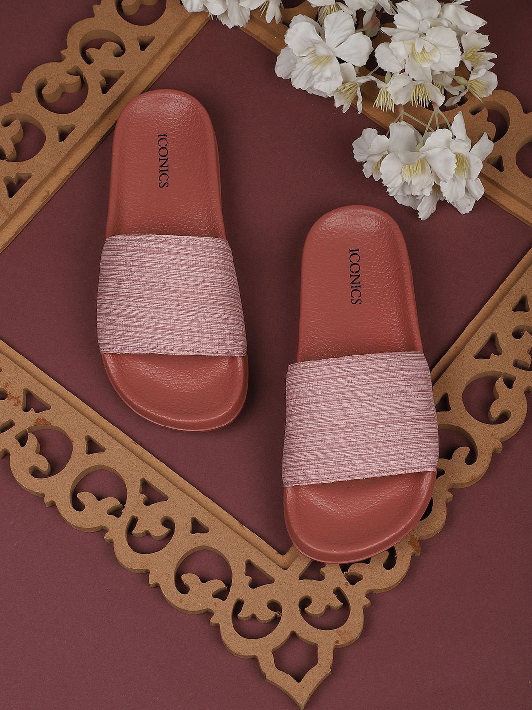 ICONICS Women Pink Sliders Price in India