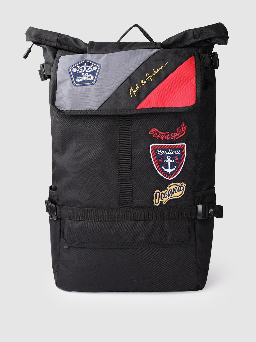 Mast & Harbour Unisex Black & Red Solid Backpack 21.4 L Price in India