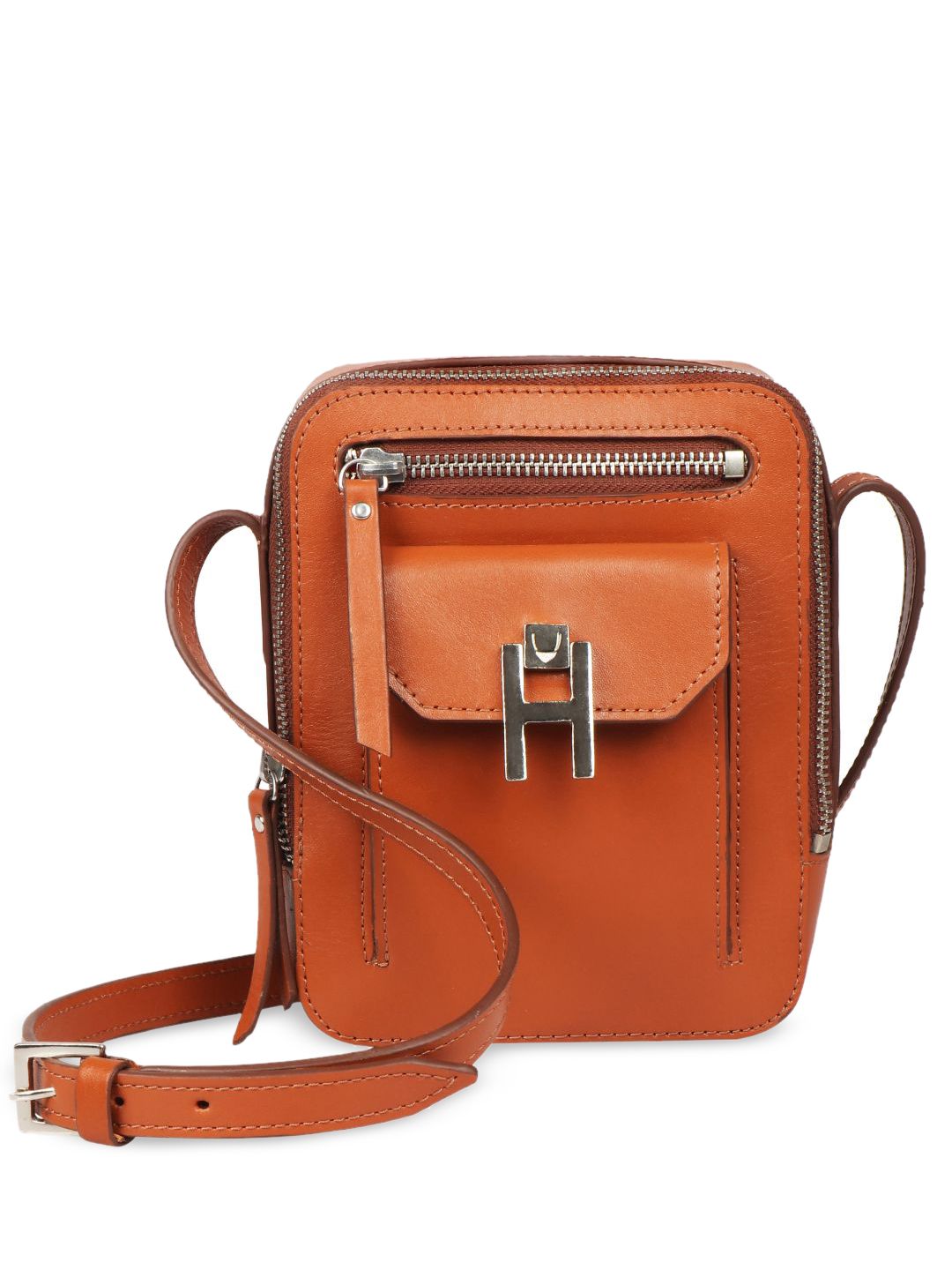 Hidesign Tan Leather Structured Sling Bag Price in India