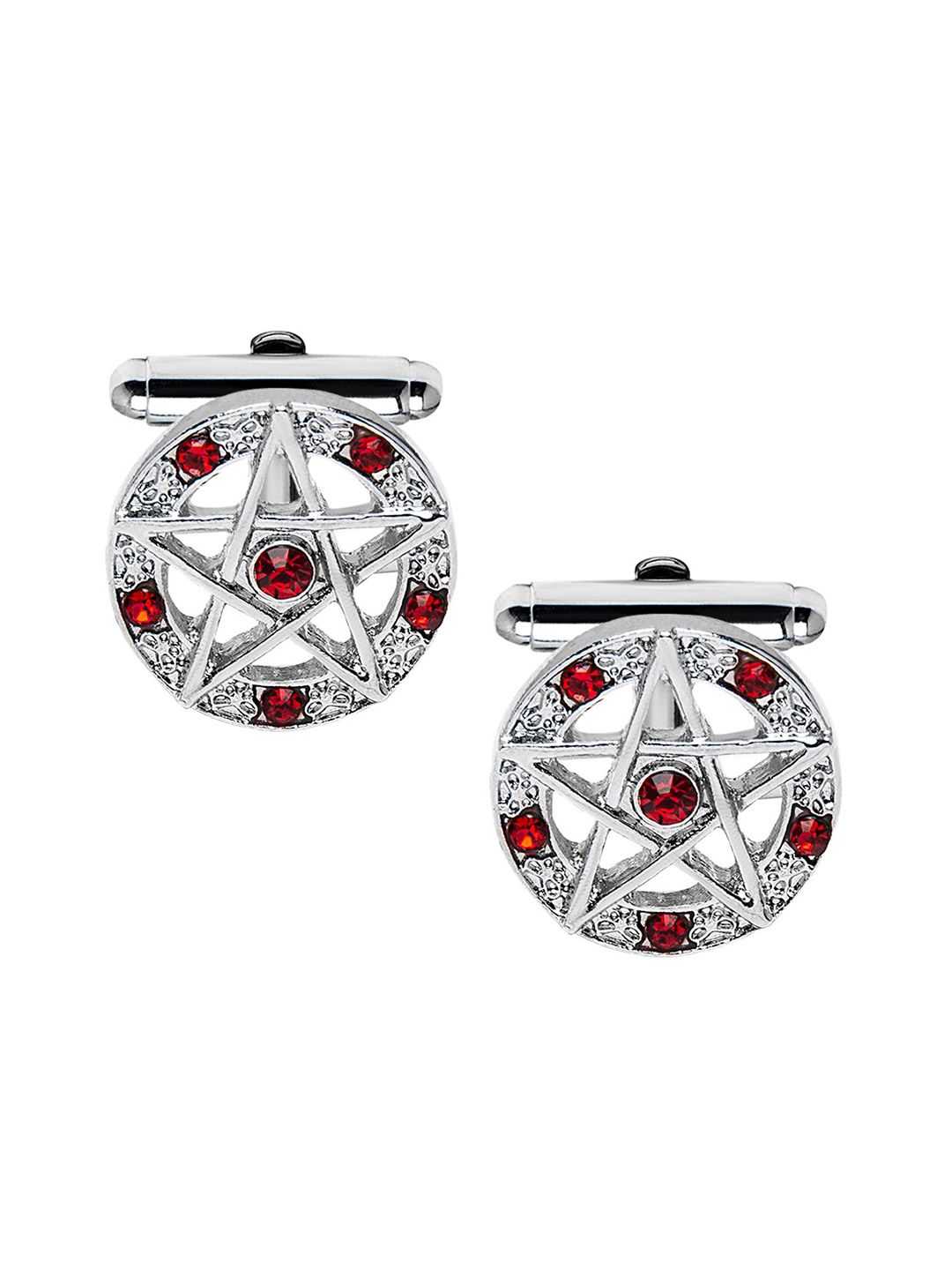 bodha Silver-Plated & Red Quirky Cufflink