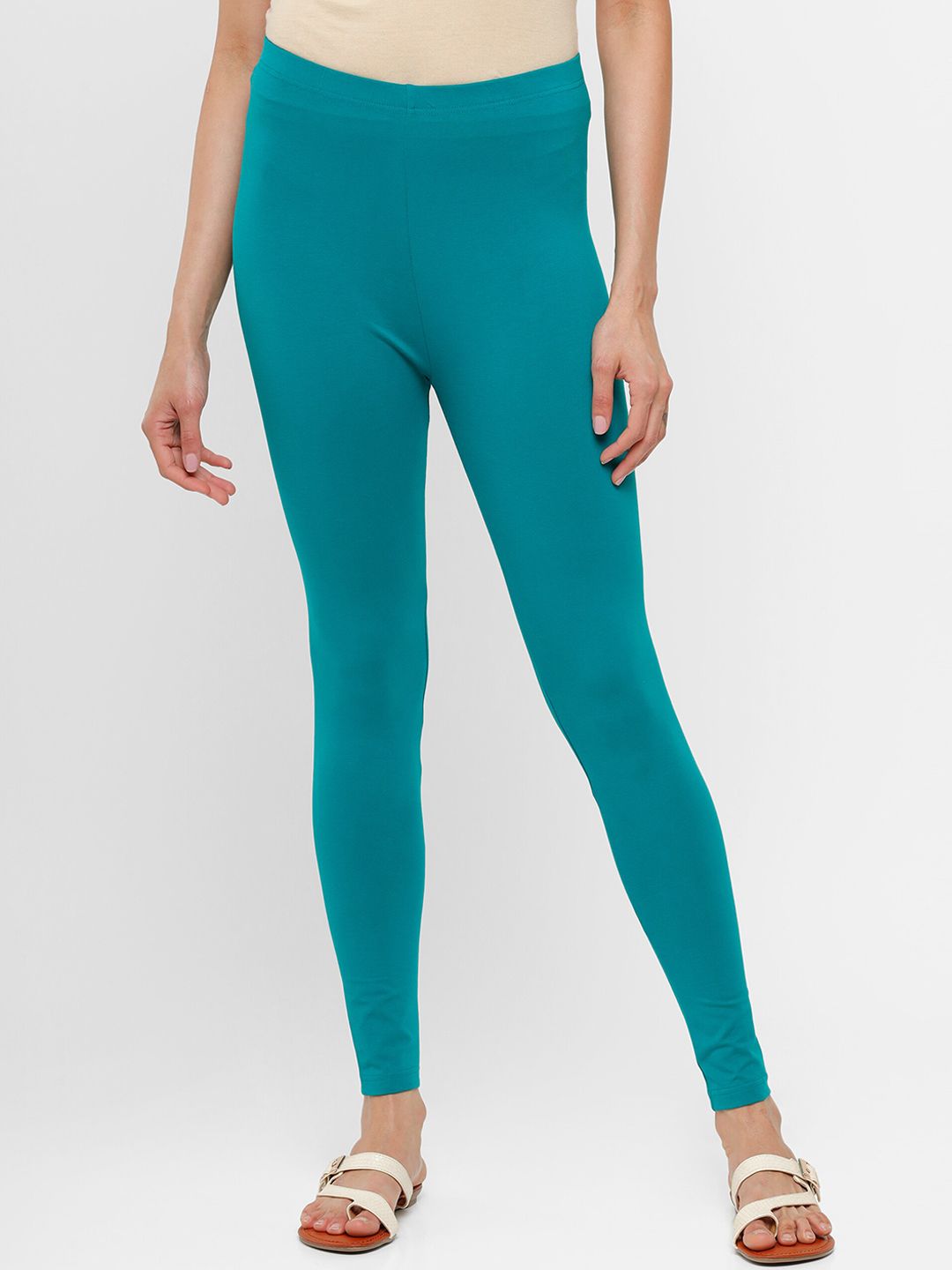 De Moza Women Sea Green Solid Ankle-Length Leggings Price in India