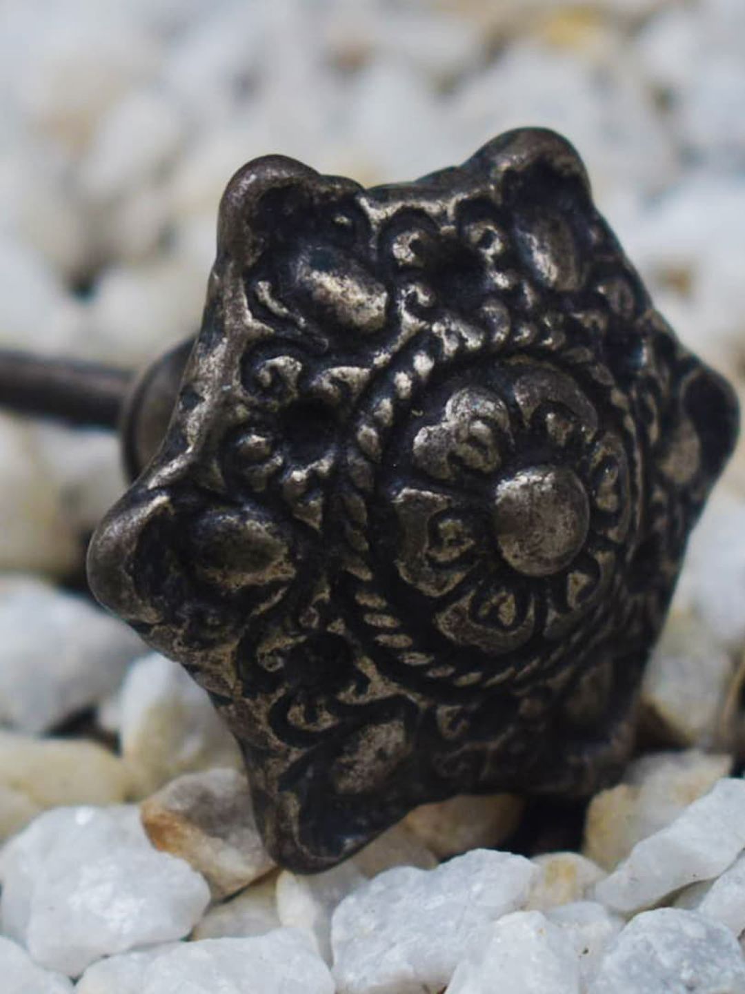 The Decor Mart Set Of 4 Black Antique  Metal Decorative Knobs Price in India