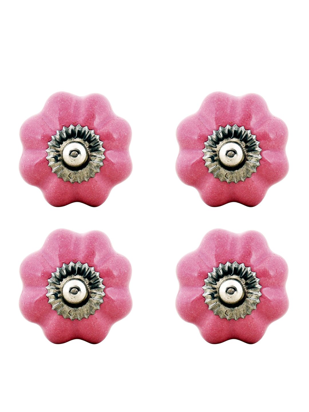 The Decor Mart Set Of 4 Pink Solid Ceramic Decorative Knobs Price in India