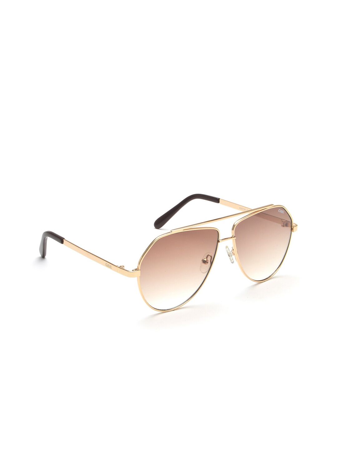 IDEE Women Brown Lens & Gold-Toned Aviator Sunglasses IDS2672RC2SG-Gold Price in India