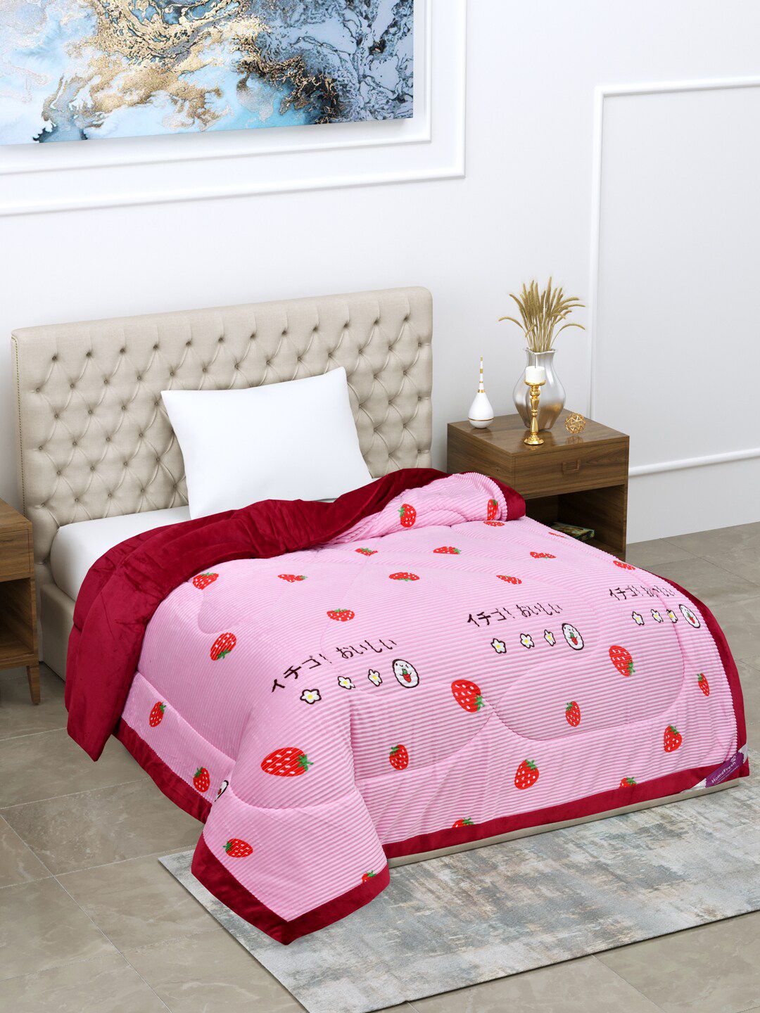 Home Fresh Pink & Red Heavy Winter Single Bed Comforter Price in India
