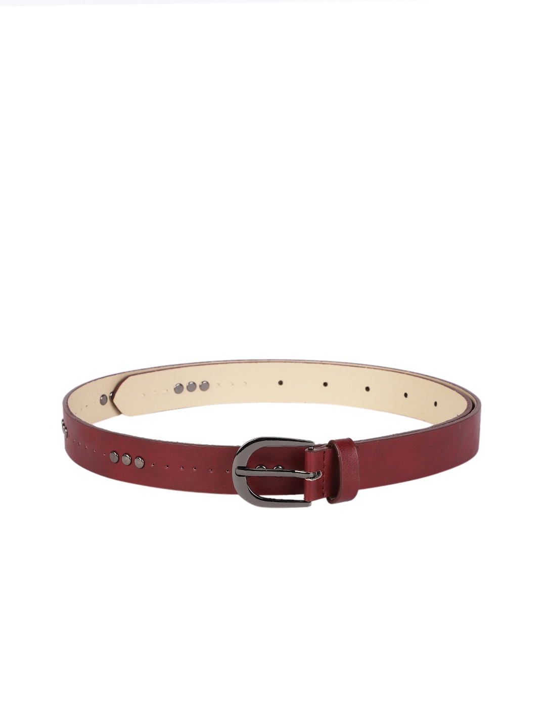 The Roadster Lifestyle Co Women Burgundy Solid Studded Belt Price in India
