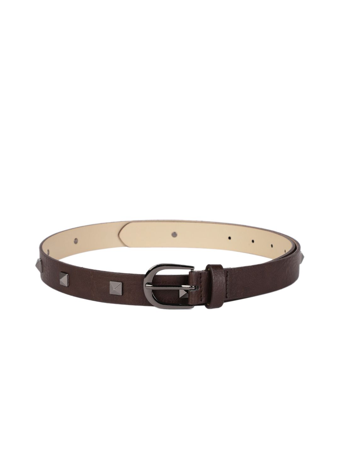 The Roadster Lifestyle Co Women Brown Solid Studded Belt Price in India
