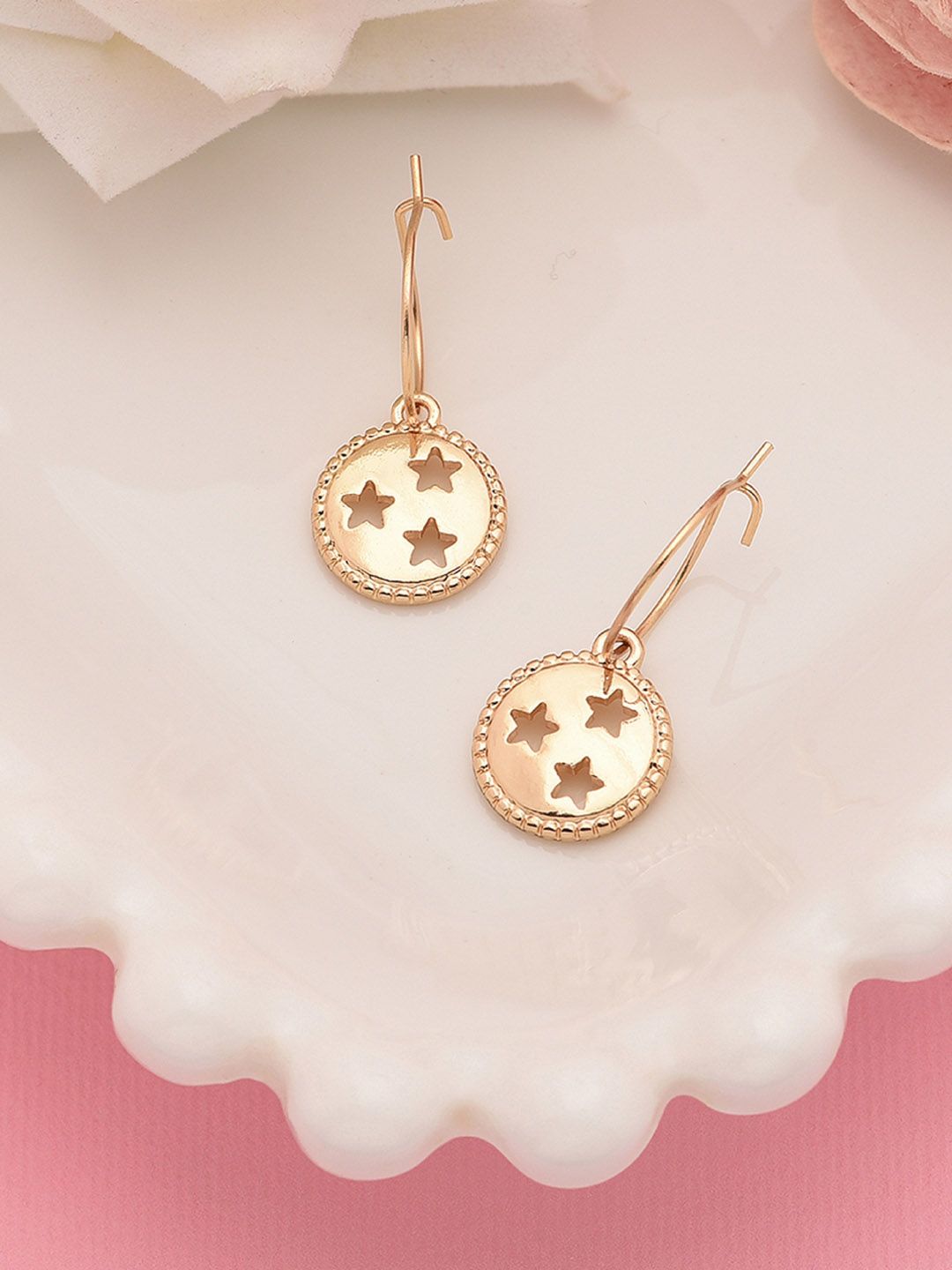 Accessorize London Women's Gold Cut Out Star Coin Hoops Earring Price in India