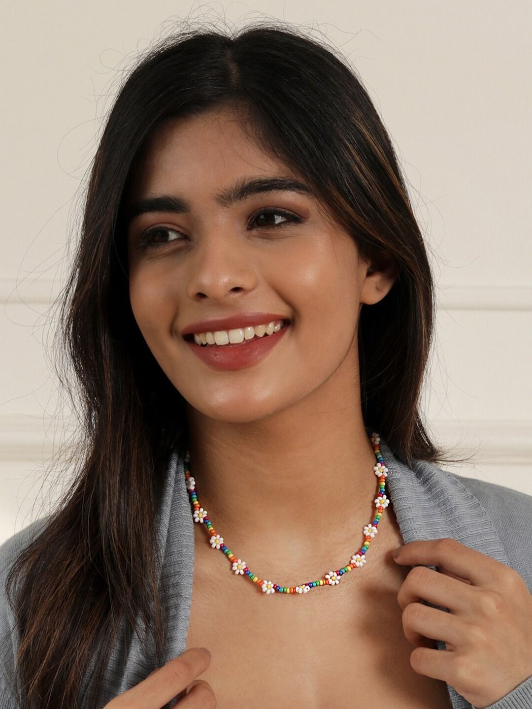 ToniQ Women Multicoloured Floral Beaded Beach Necklace Price in India