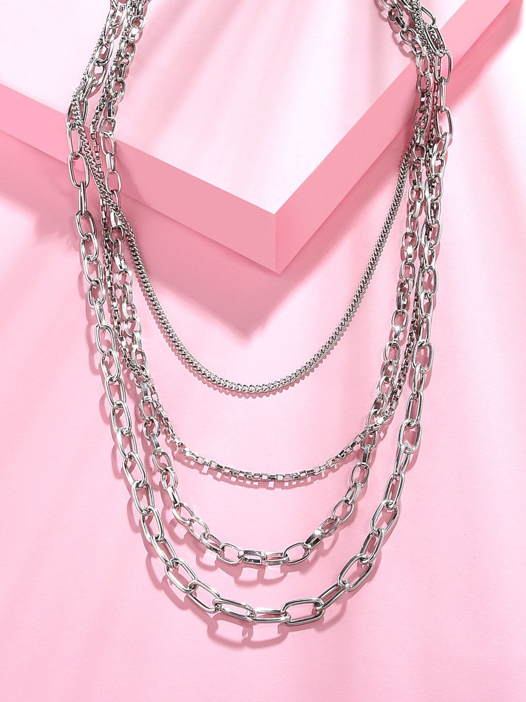 ToniQ Silver-Plated Layered Necklace Price in India
