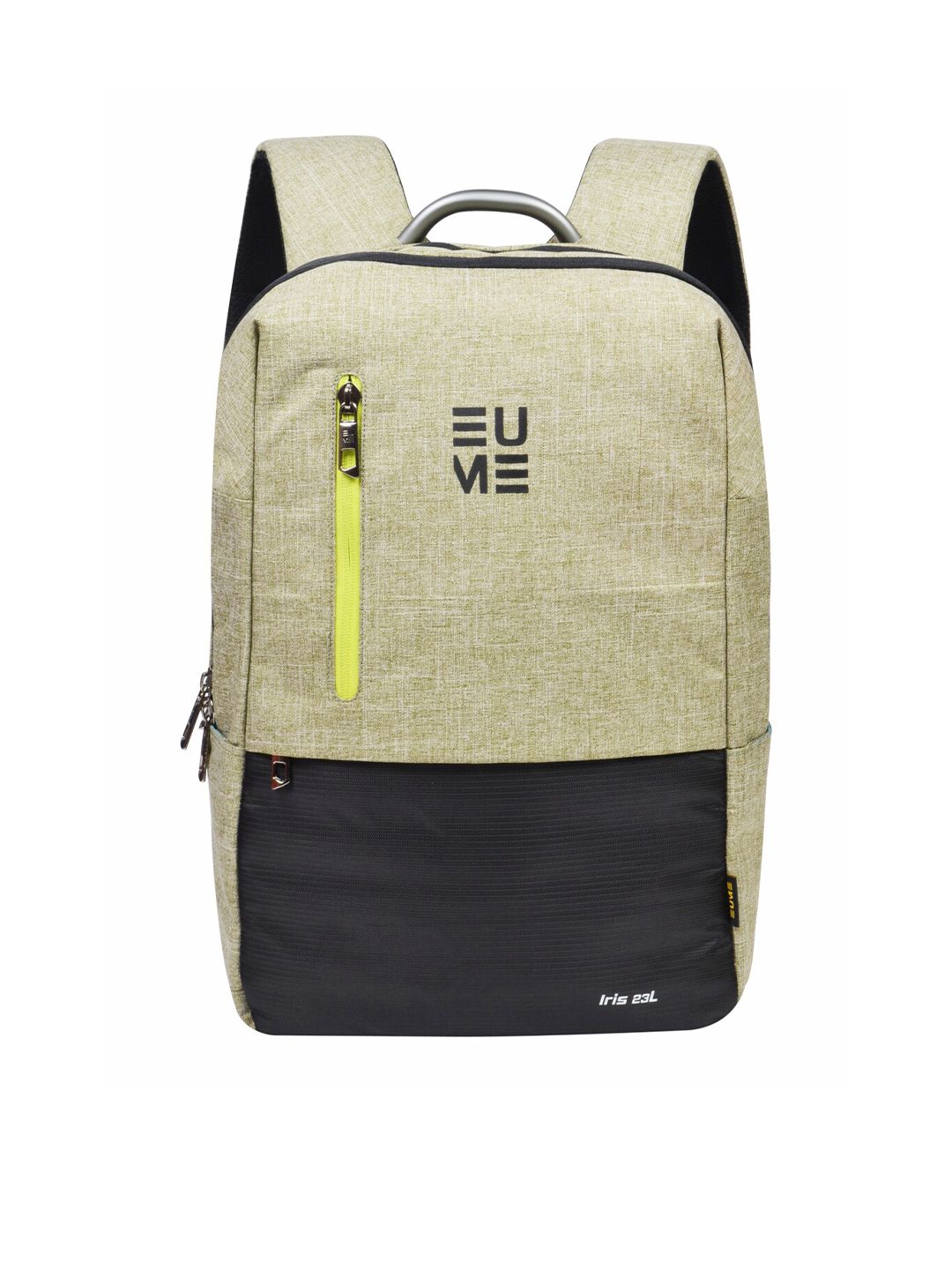 EUME Unisex Green & Black Colourblocked Iris Backpack Price in India