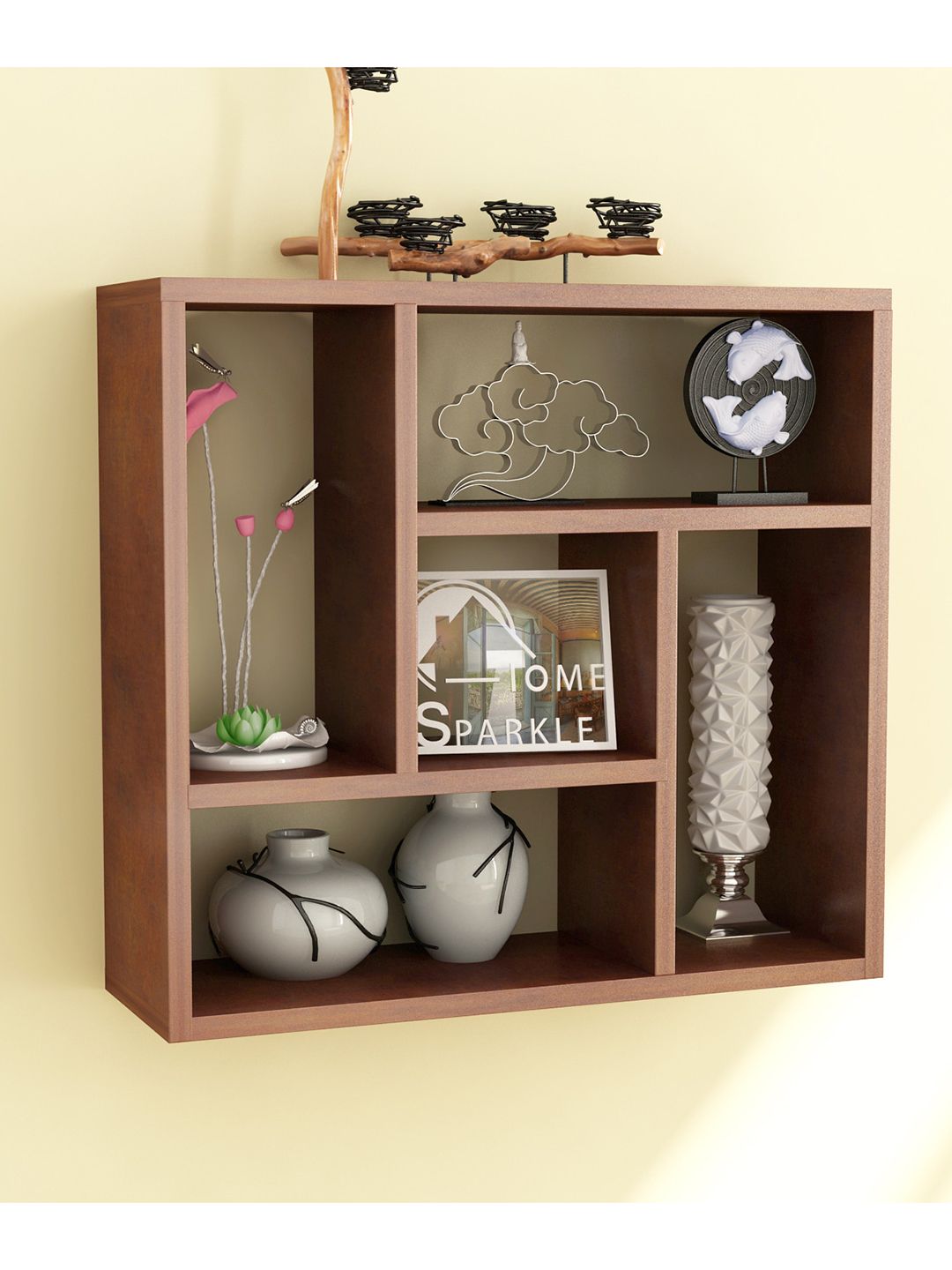 Home Sparkle Brown MDF Wall Shelves Price in India